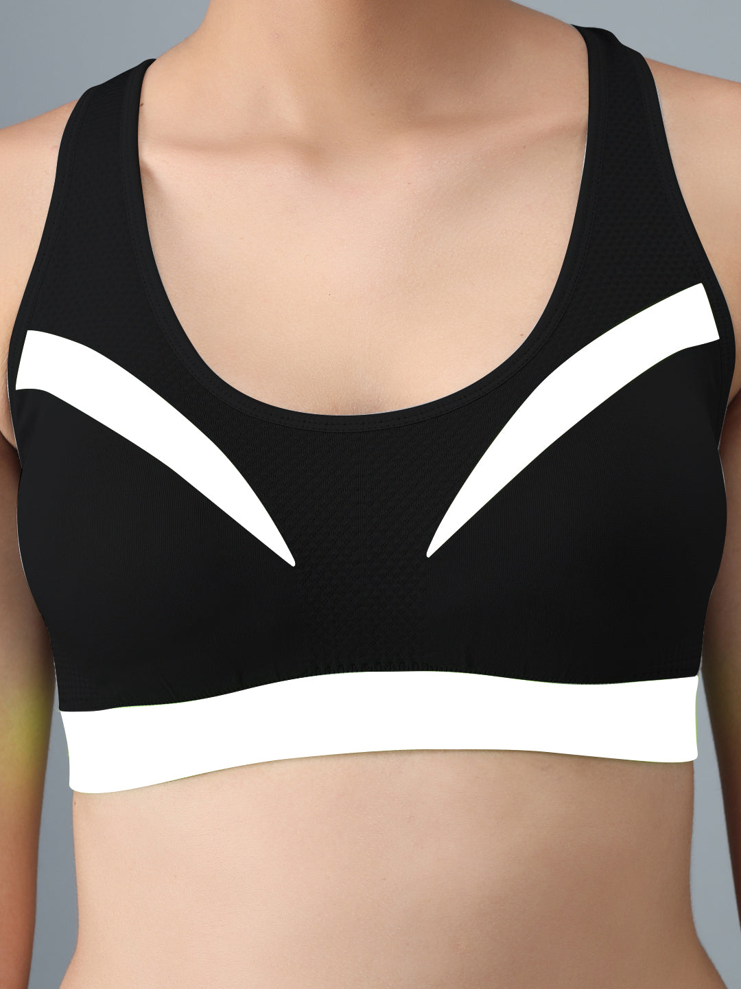 Effectinn's CAT Sports Bra with Removable Pads(BLACK_WHITE)