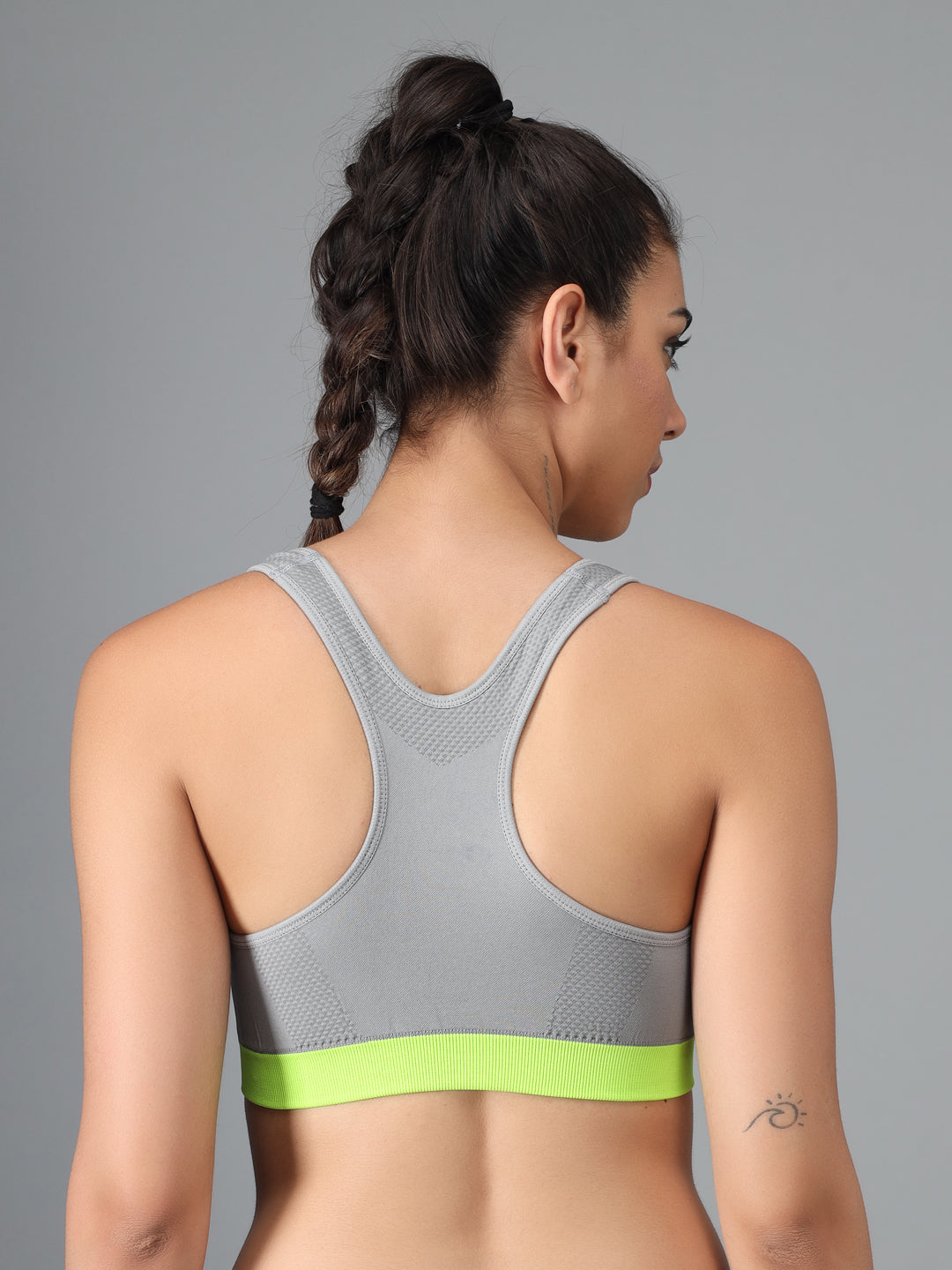 Effectinn's CAT Sports Bra with Removable Pads (GREY_GREEN)