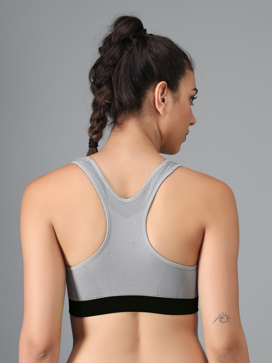 Effectinn's CAT Sports Bra with Removable Pads (GREY_GREEN)