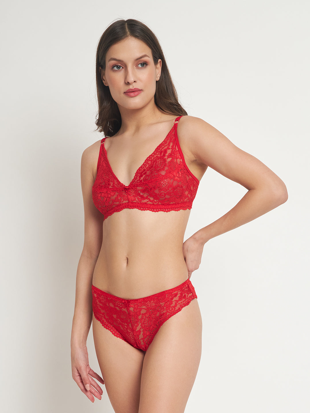EFFECTINN'S NON PADDED LACE APSARA SET
