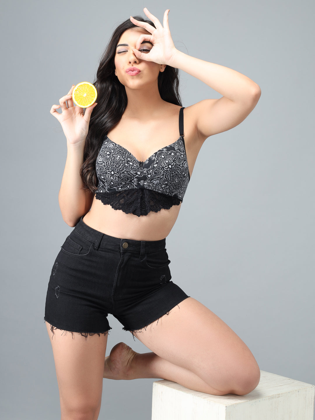 Woman Bralette Padded Bra With Lace(1255)
