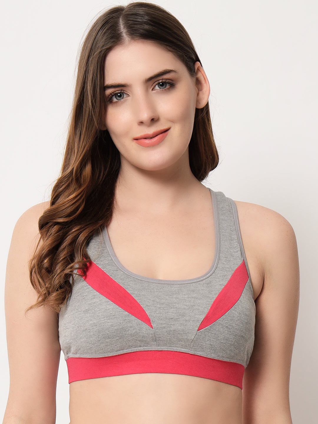 Effectinn's CAT Sports Bra with Removable Pads (GREY_GREEN)