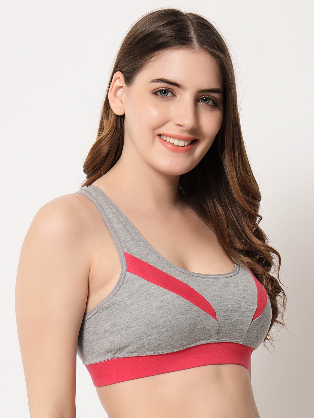 Effectinn's CAT Sports Bra with Removable Pads (GREY_GREEN)