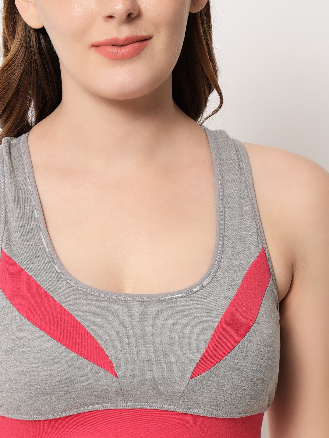 Effectinn's CAT Sports Bra with Removable Pads (GREY_GREEN)