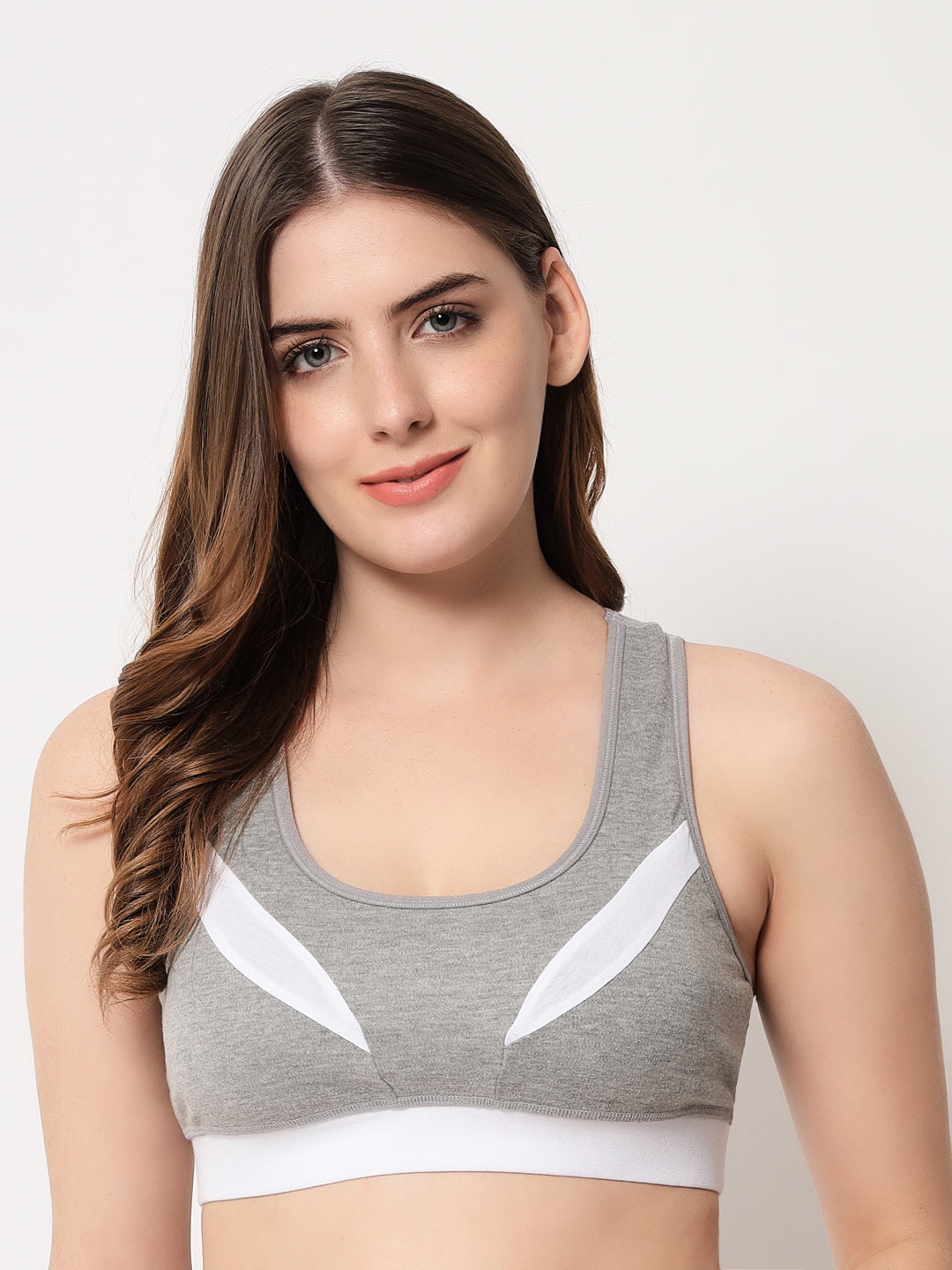 Effectinn's CAT Sports Bra with Removable Pads (GREY_GREEN)