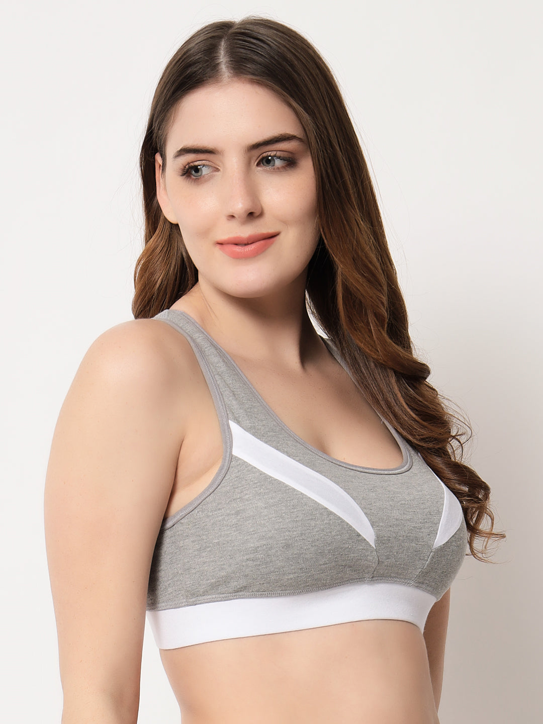 Effectinn's CAT Sports Bra with Removable Pads (GREY_GREEN)