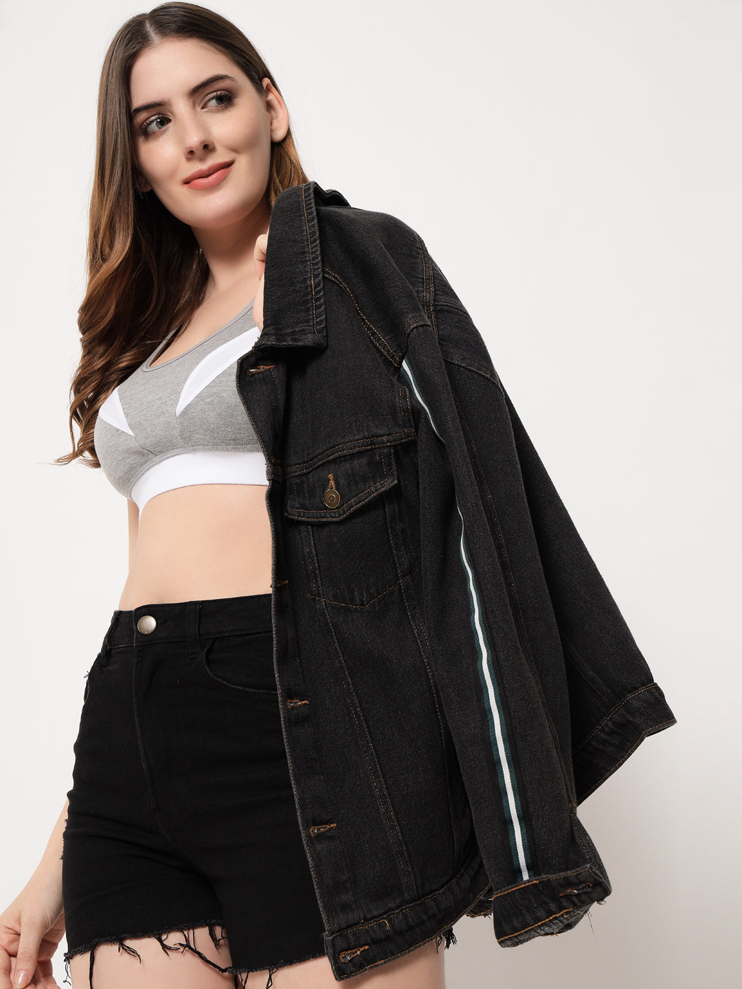 Effectinn's CAT Sports Bra with Removable Pads (GREY_GREEN)