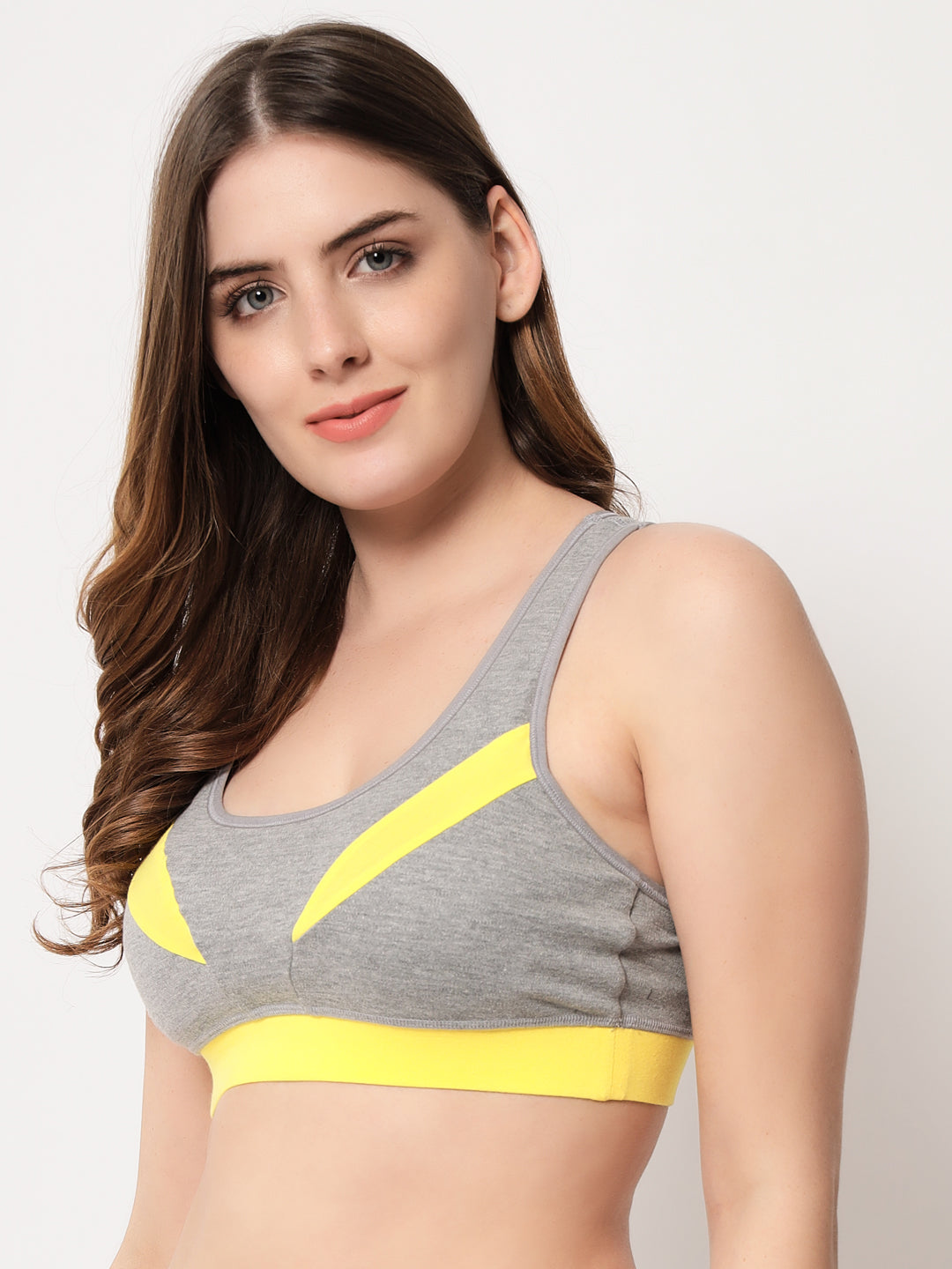 Effectinn's CAT Sports Bra with Removable Pads (GREY_GREEN)