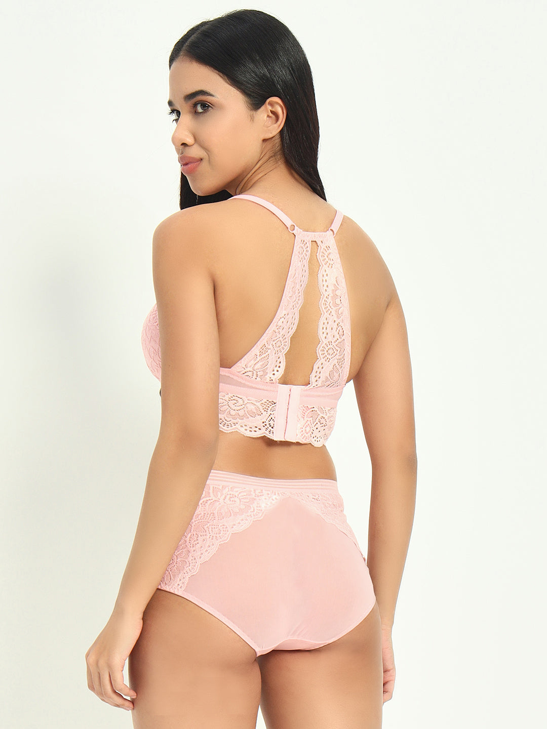 Effectinn's Padded Wired Bra with Lace Seamless Panty Lingerie Set (ISAVELLA)