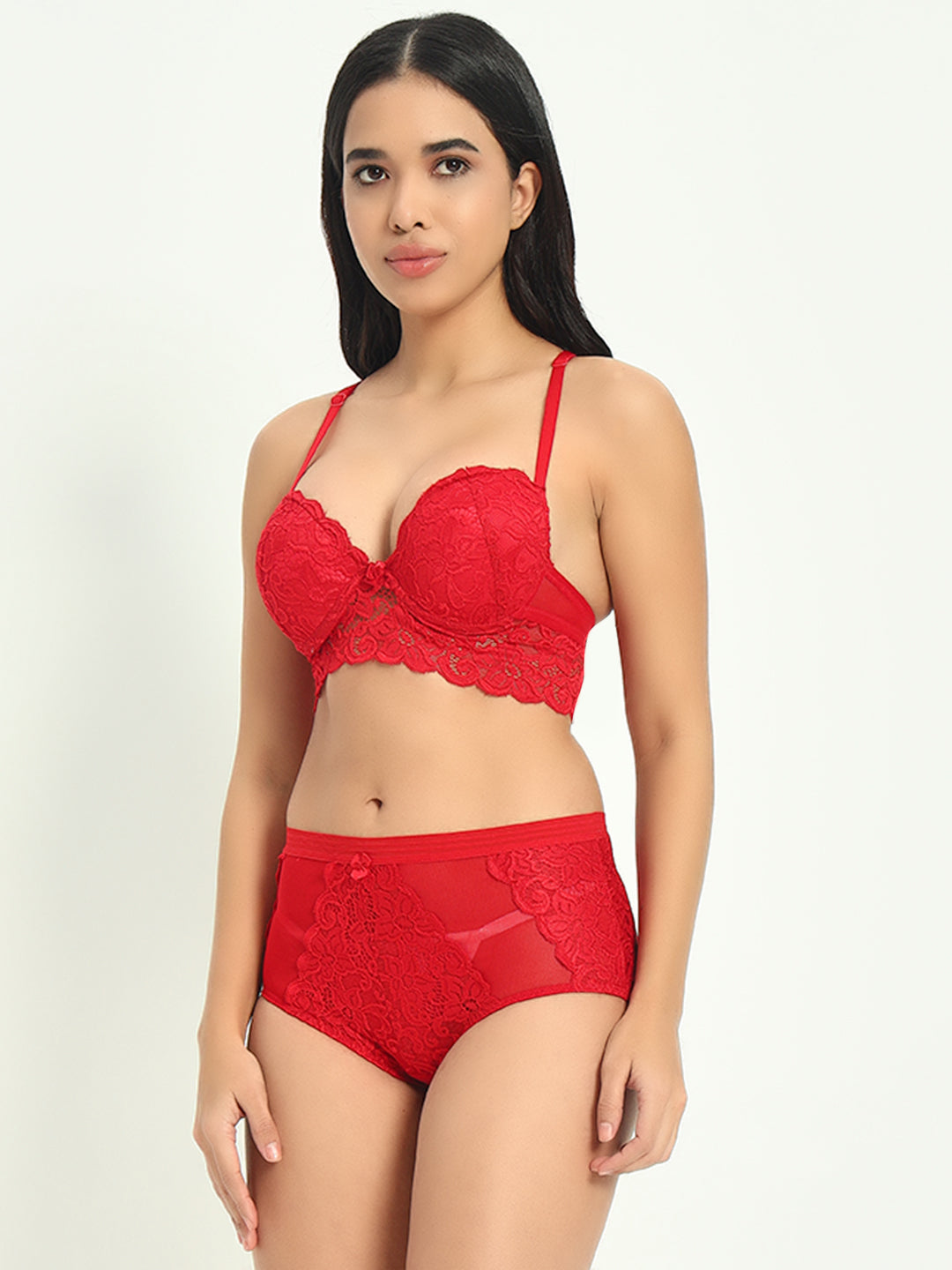 Effectinn's Padded Wired Bra with Lace Seamless Panty Lingerie Set (ISAVELLA)