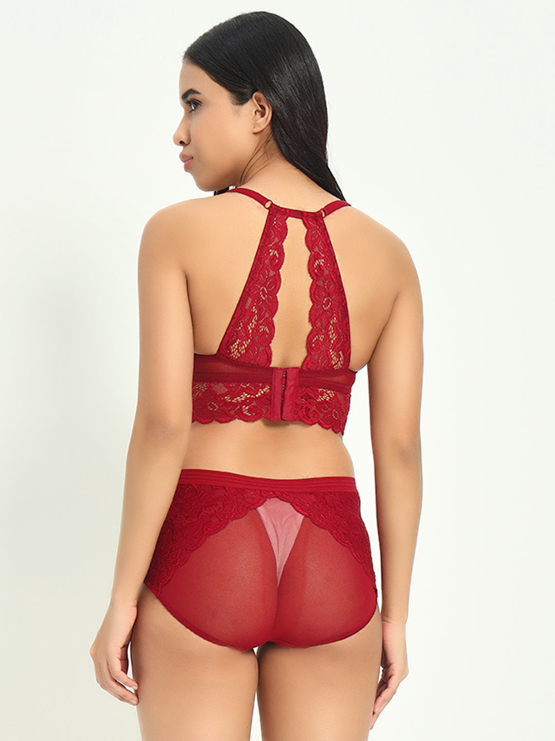 Effectinn's Padded Wired Bra with Lace Seamless Panty Lingerie Set (ISAVELLA)