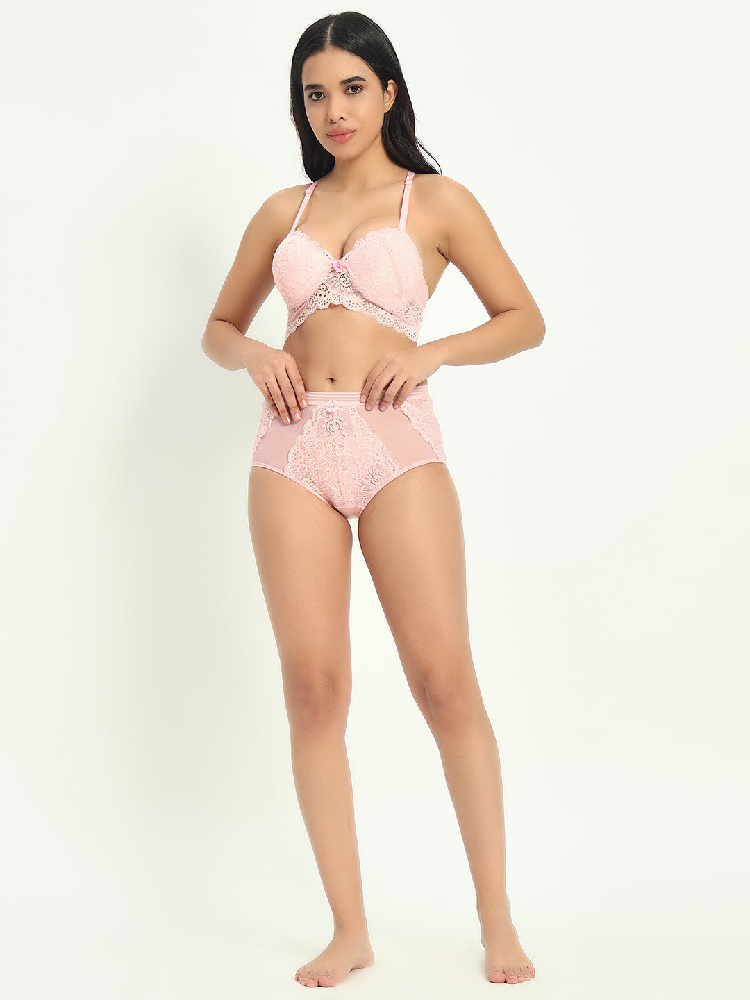 Effectinn's Padded Wired Bra with Lace Seamless Panty Lingerie Set (ISAVELLA)