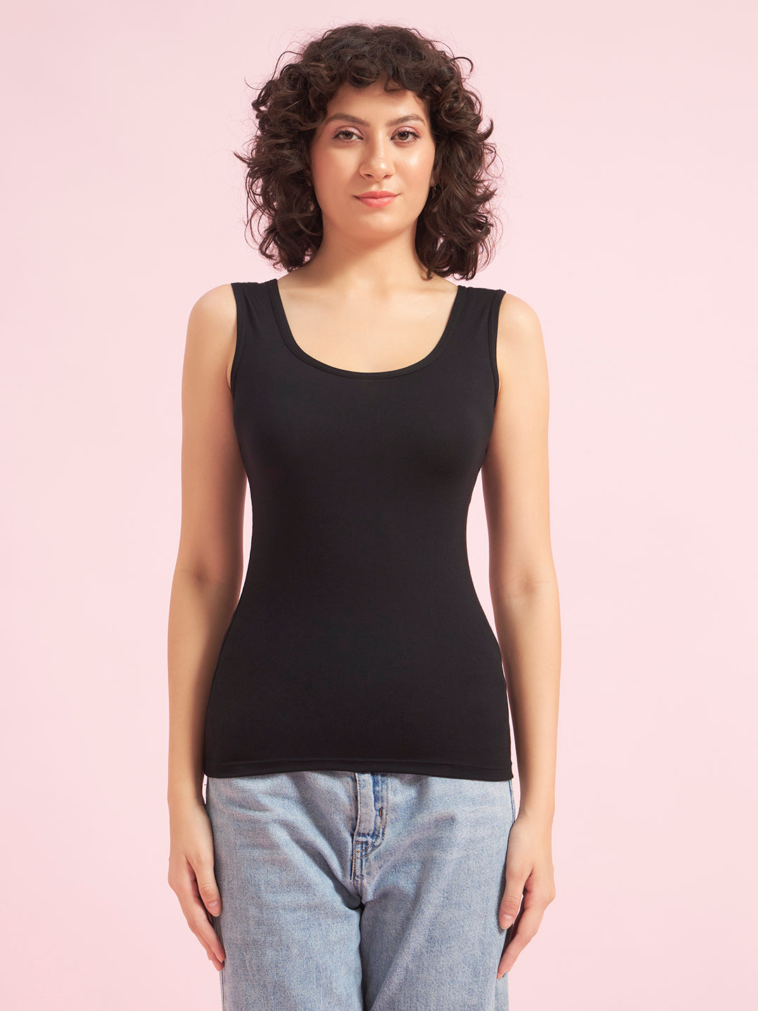 Effectinn Women’s Sleeveless Tank Top – Soft Stretch Round Neck Basic Innerwear Top(BODYFIT)