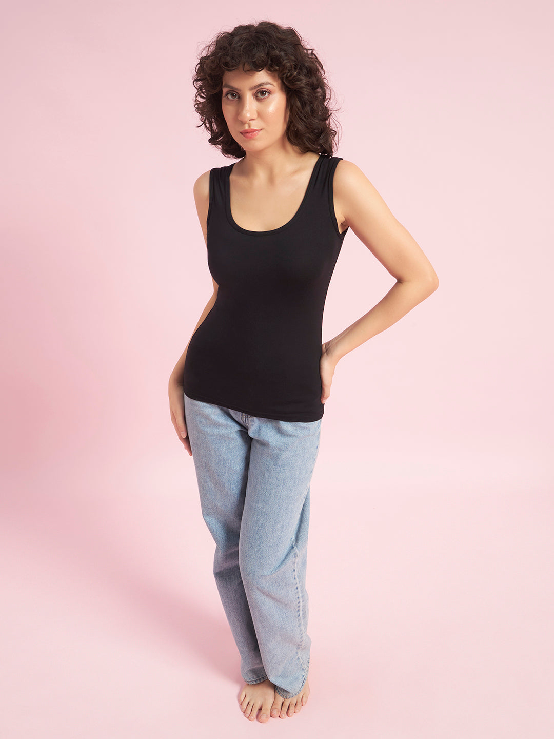 Effectinn Women’s Sleeveless Tank Top – Soft Stretch Round Neck Basic Innerwear Top(BODYFIT)