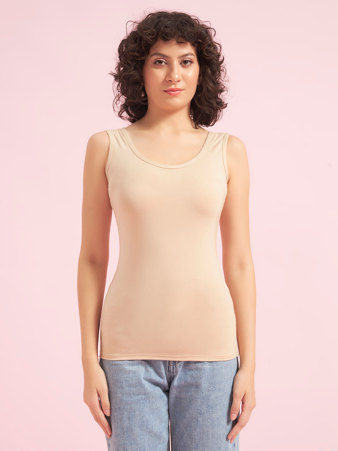 Effectinn Women’s Sleeveless Tank Top – Soft Stretch Round Neck Basic Innerwear Top(BODYFIT)