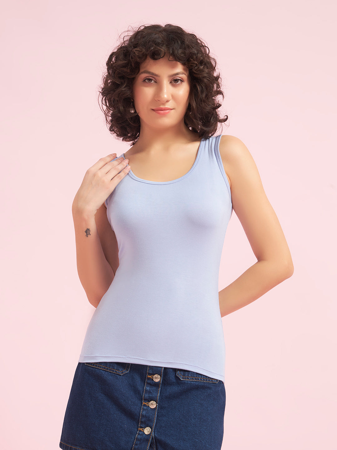Effectinn Women’s Sleeveless Tank Top – Soft Stretch Round Neck Basic Innerwear Top(BODYFIT)