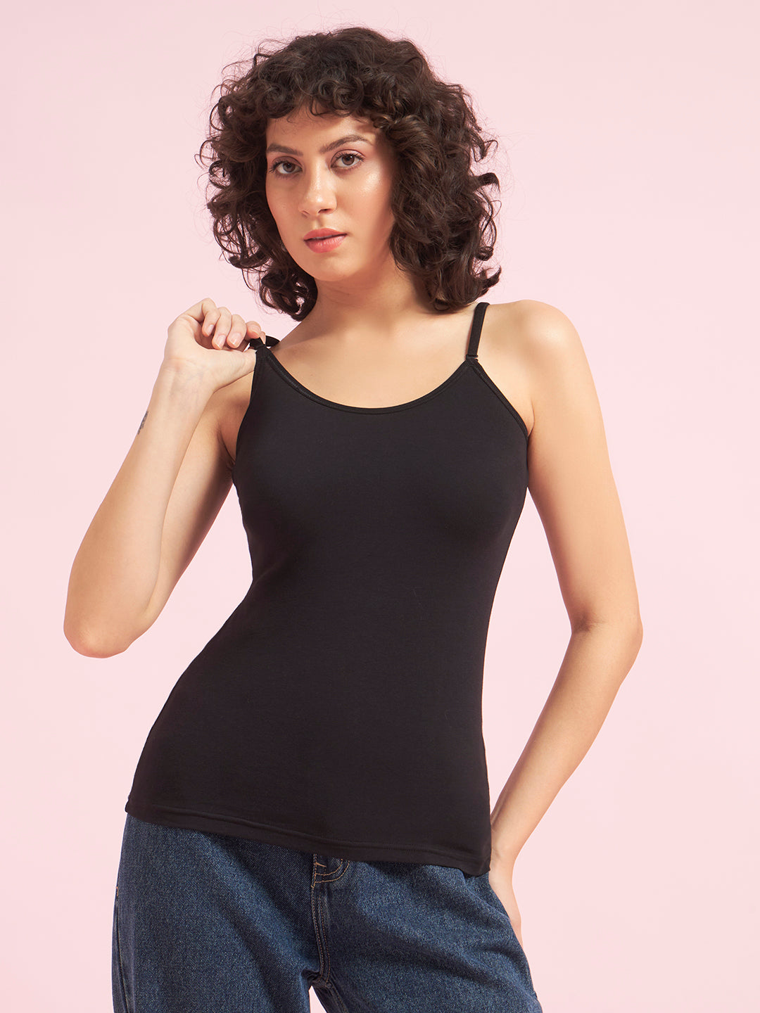 Effectinn Women’s Camisole Top – Soft Stretch Cotton Spaghetti Strap Tank(ADCM_0034)