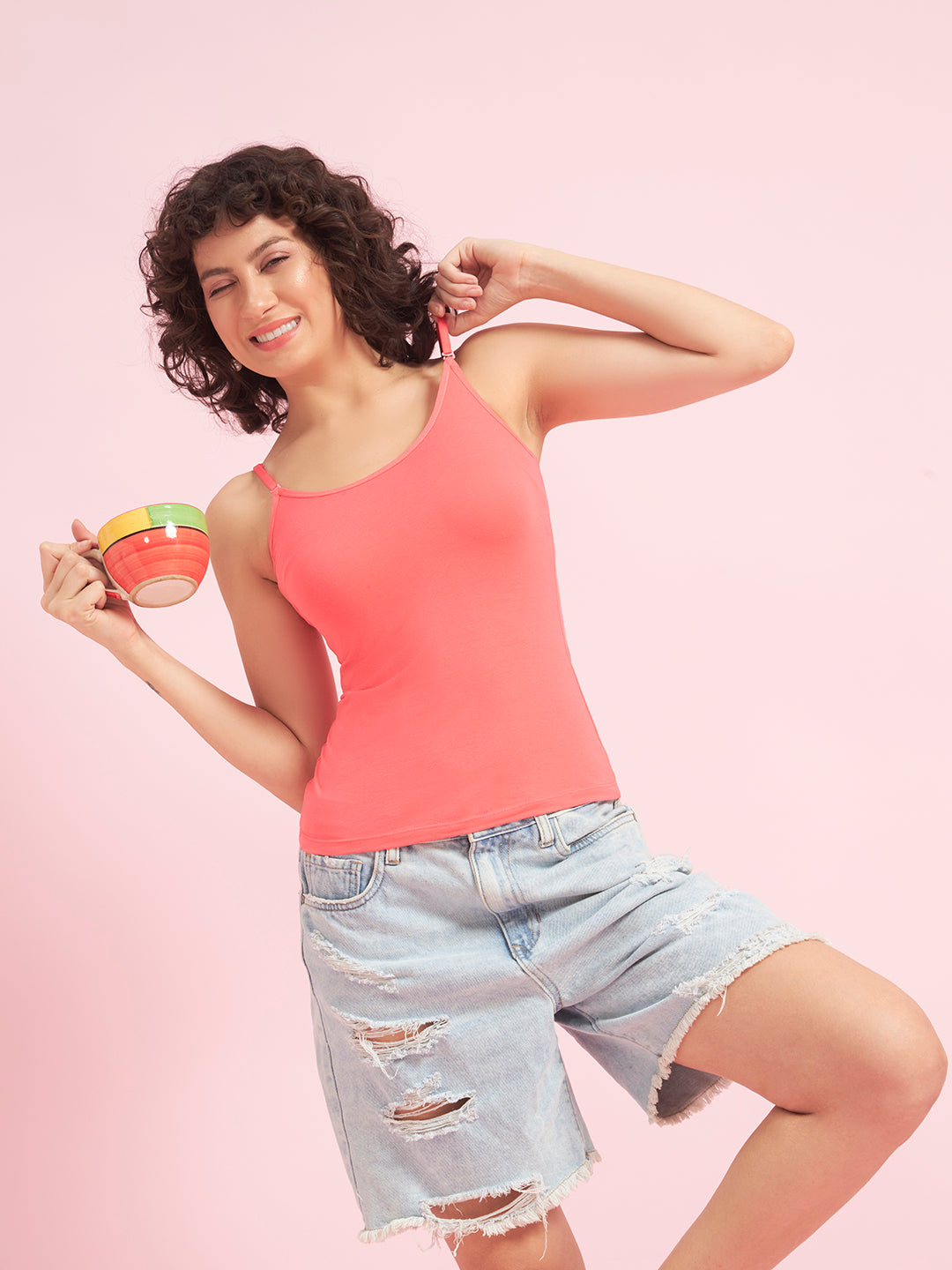 Effectinn Women’s Camisole Top – Soft Stretch Cotton Spaghetti Strap Tank(ADCM_0034)