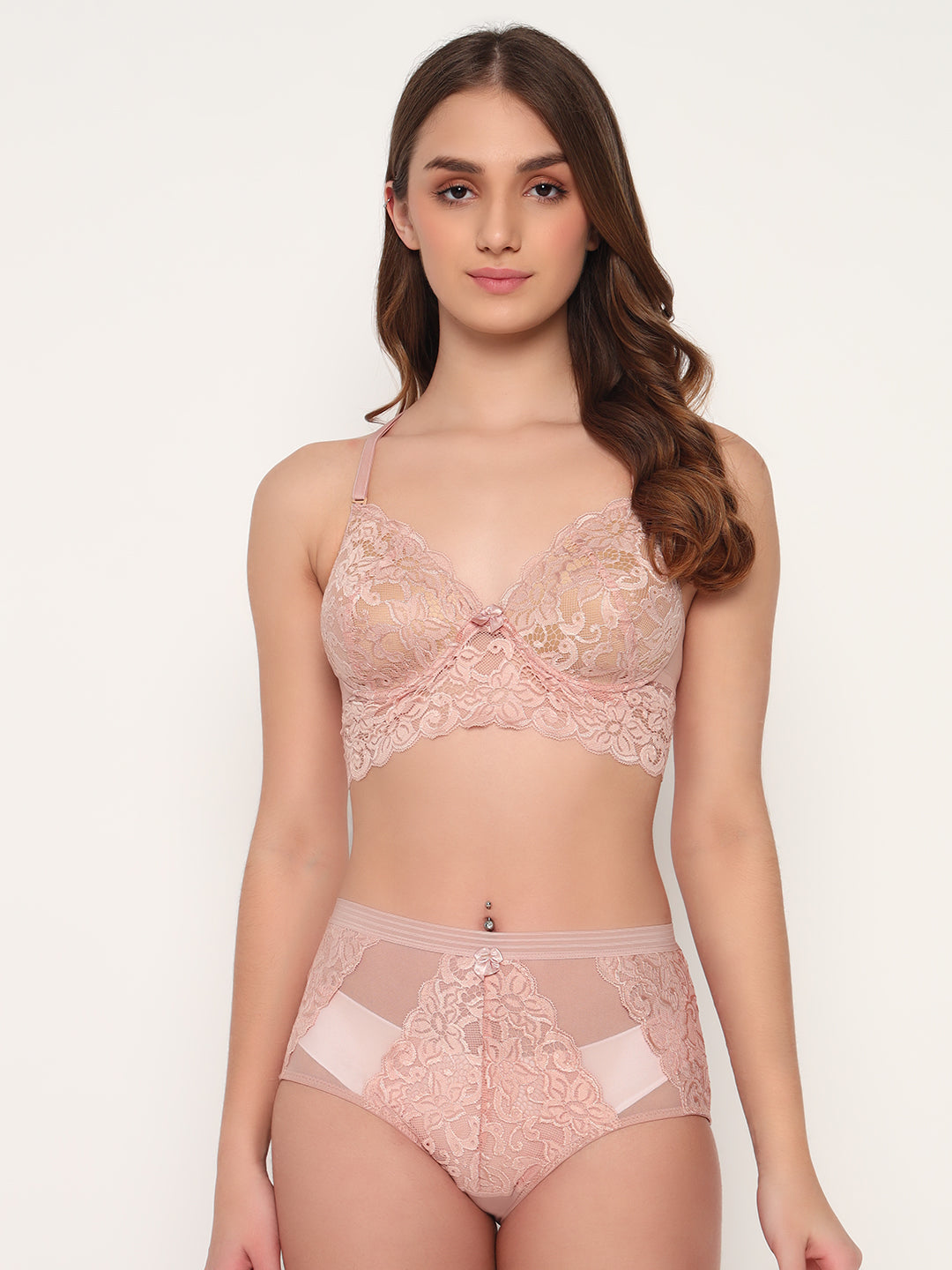 Effectinn's Padded Bra with Lace Seamless Panty Lingerie Set (ISAVELLA)