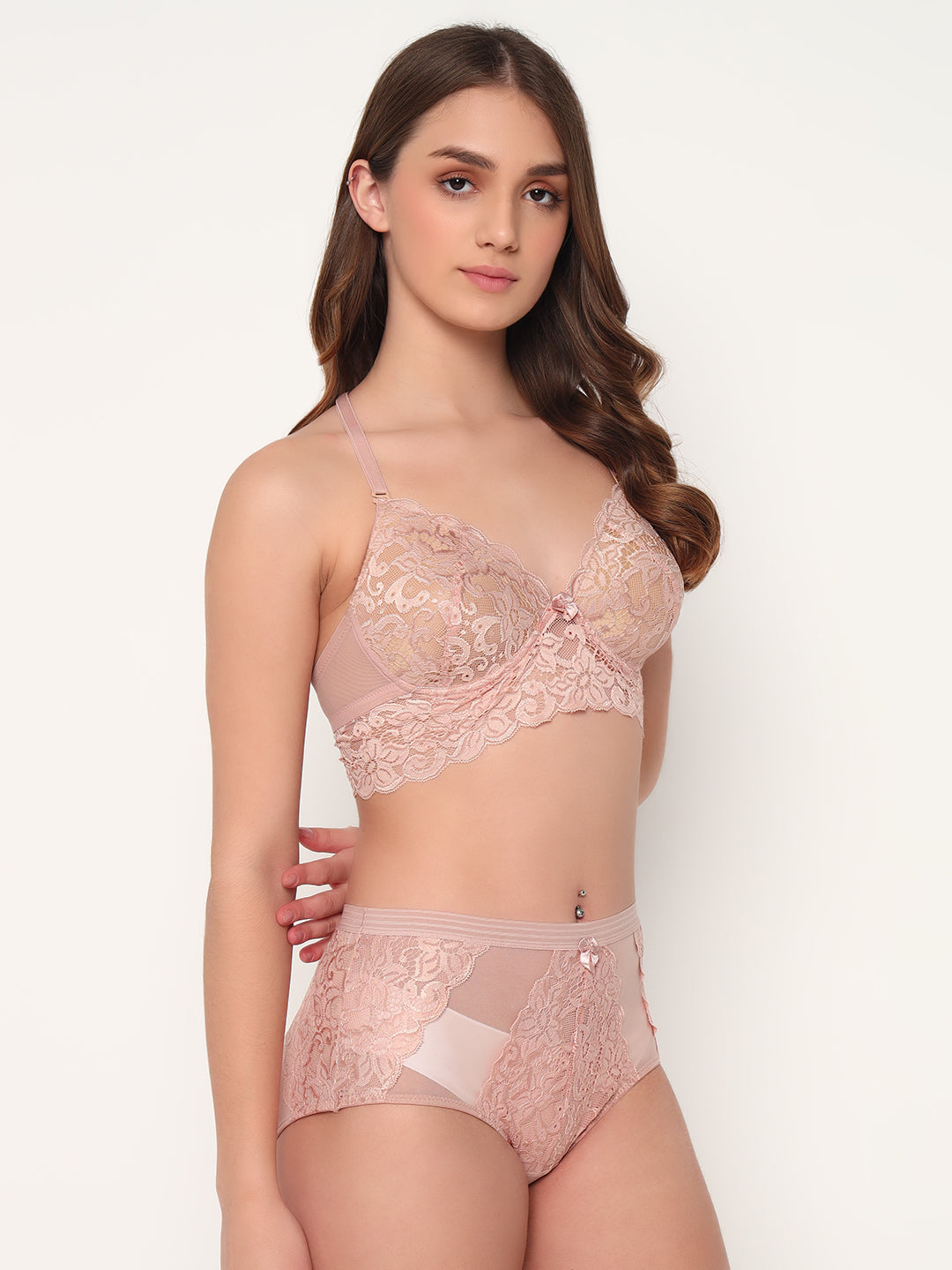 Effectinn's Padded Bra with Lace Seamless Panty Lingerie Set (ISAVELLA)