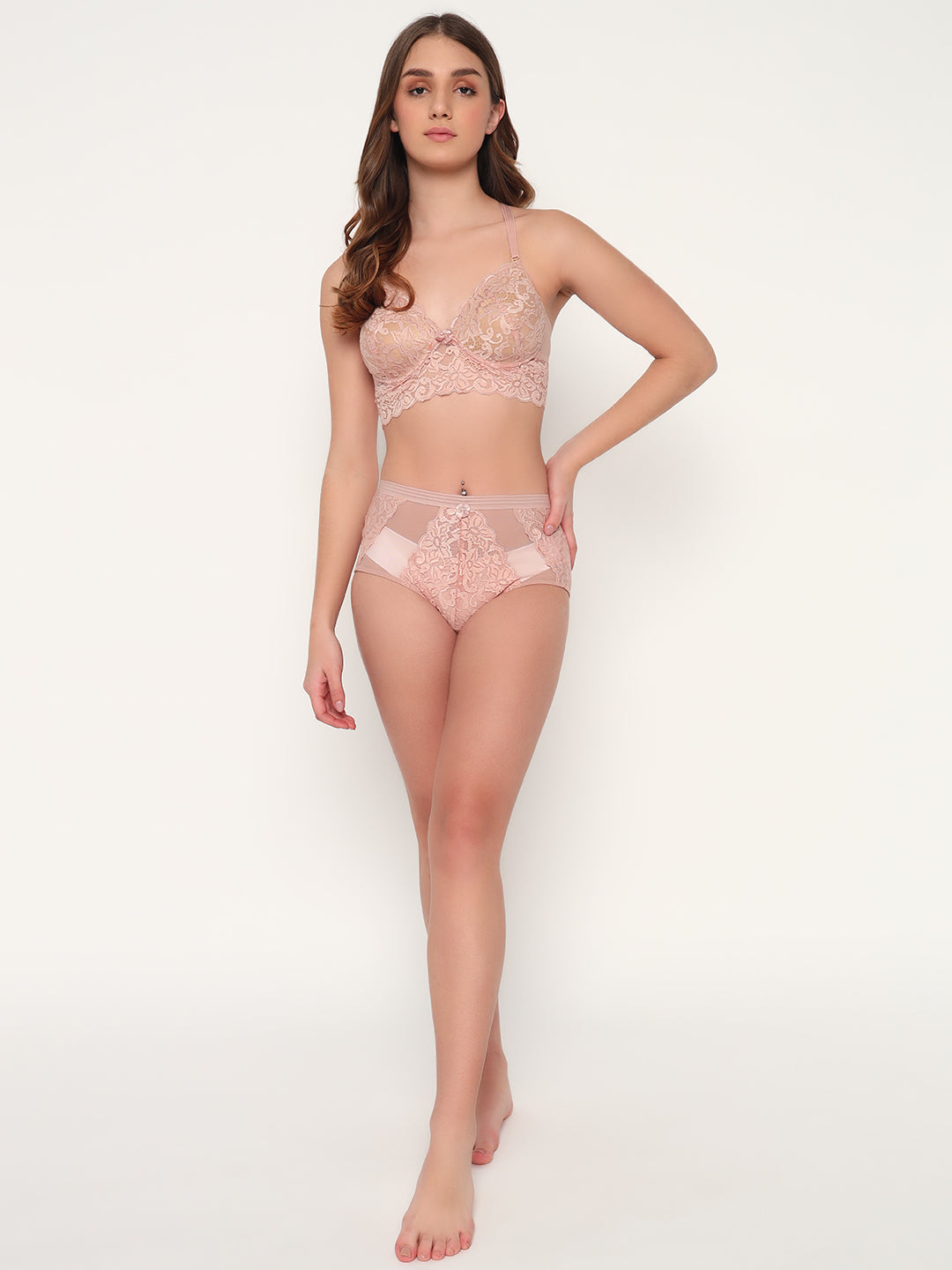 Effectinn's Padded Bra with Lace Seamless Panty Lingerie Set (ISAVELLA)