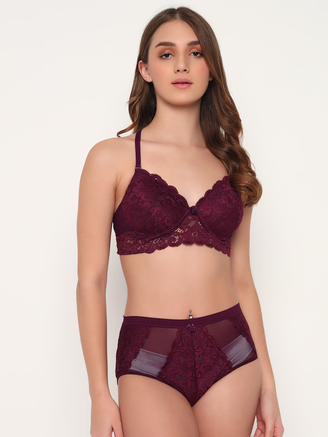 Effectinn's Padded Bra with Lace Seamless Panty Lingerie Set (ISAVELLA)