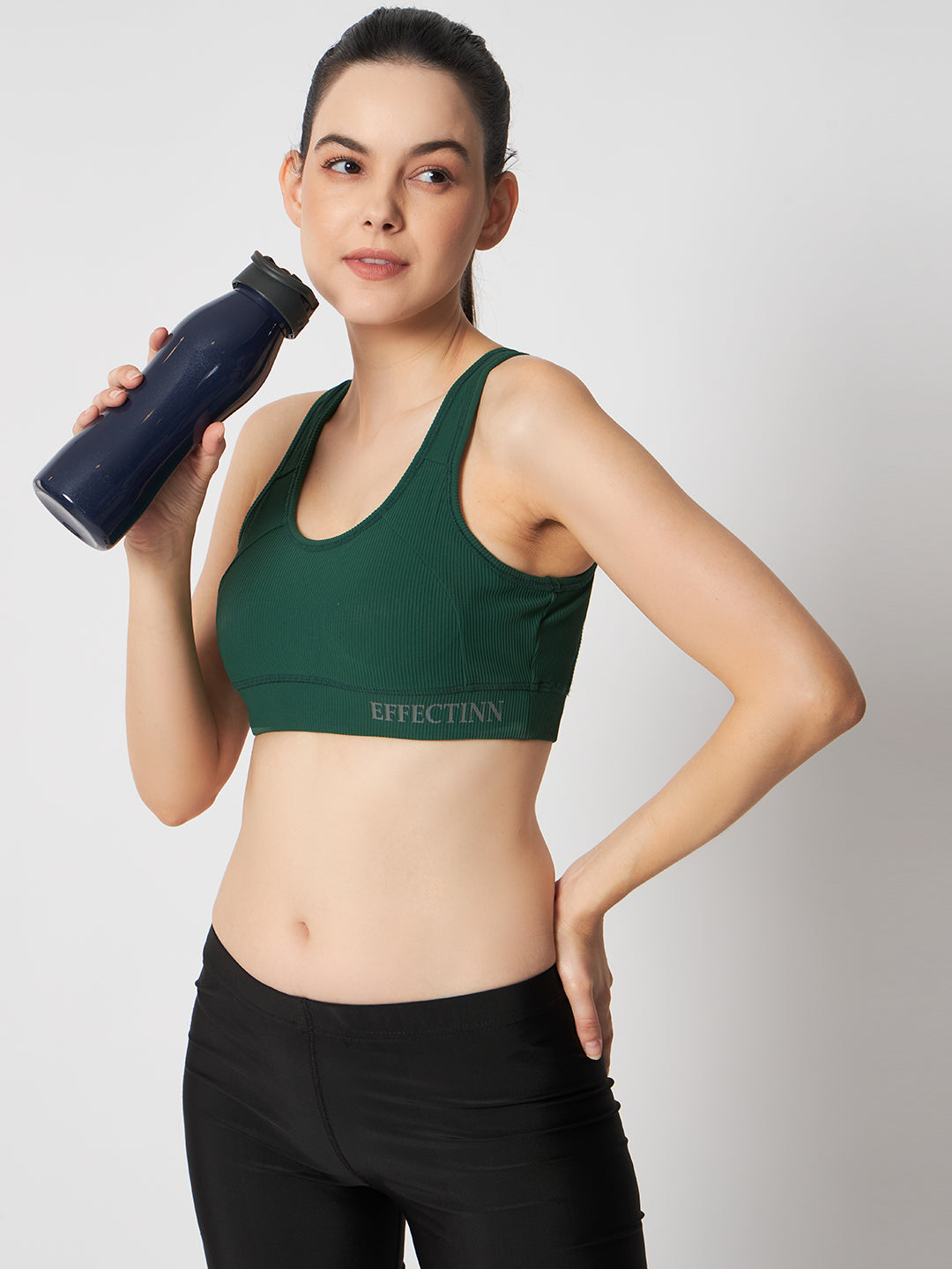 FlexFit Padded Solid Sports Bra 1277 (D.Green)