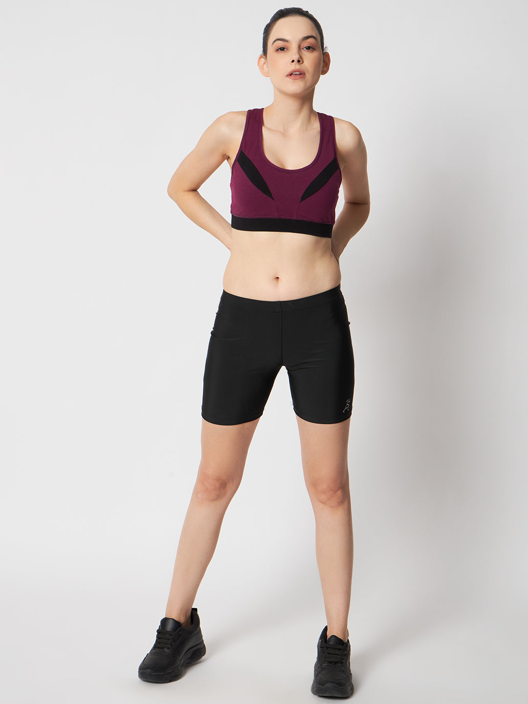 Effectinn's CAT Sports Bra with Removable Pads (WINE_BLACK)