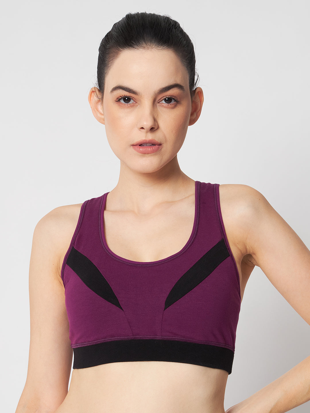 Effectinn's CAT Sports Bra with Removable Pads (WINE_BLACK)