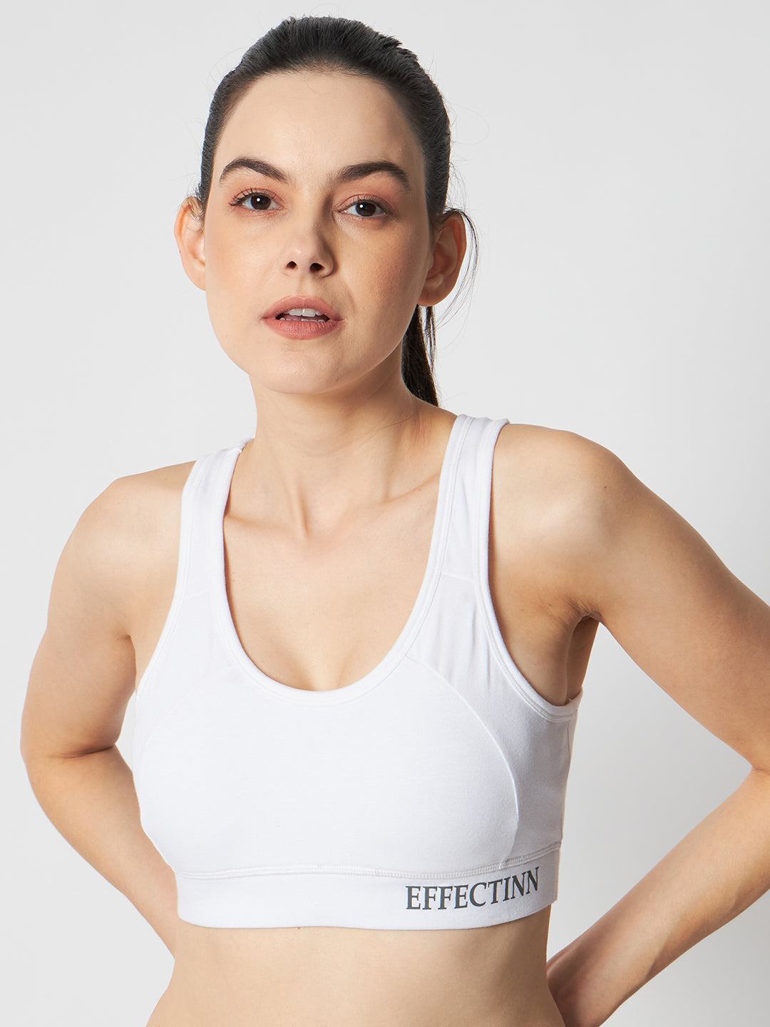 FlexFit Padded Solid Sports Bra 1272 (White)