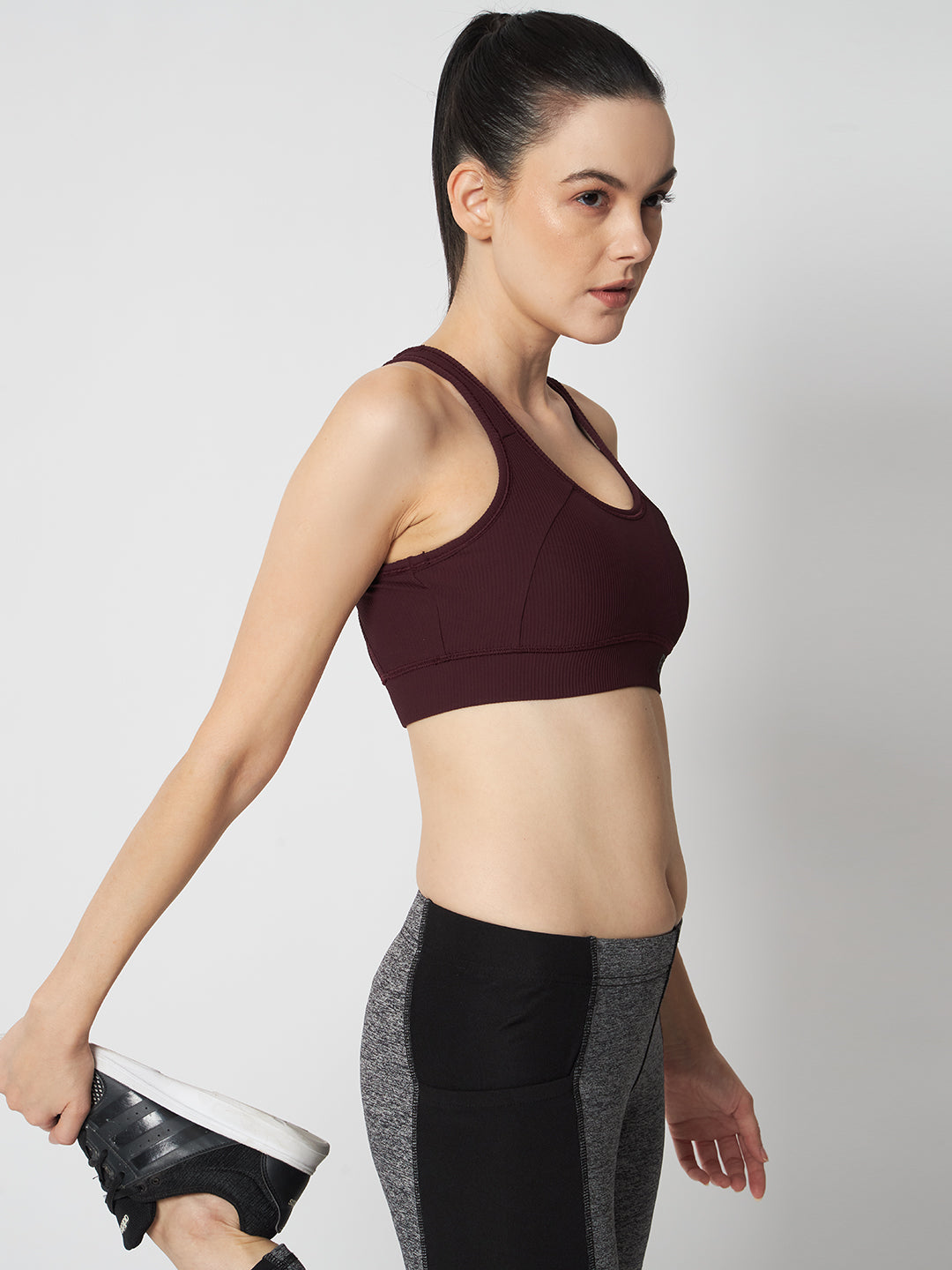 FlexFit Padded Solid Sports Bra 1277 (D.Wine)