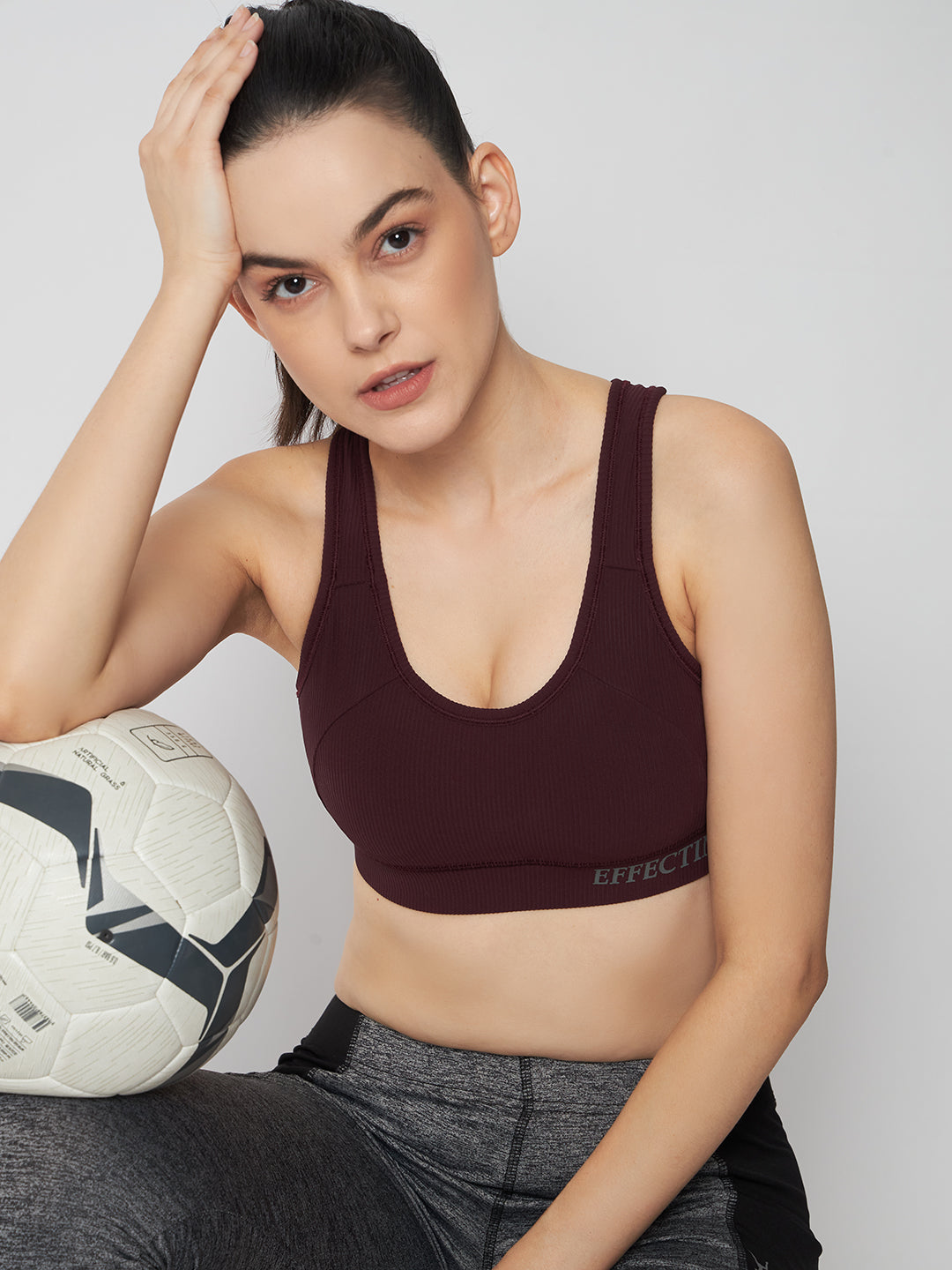 FlexFit Padded Solid Sports Bra 1277 (D.Wine)