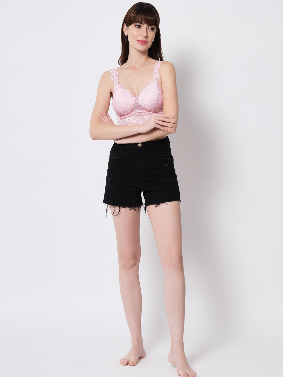 Elegant Effectinn Lace Bralette – Stylish Front & Back Design (BL-120)