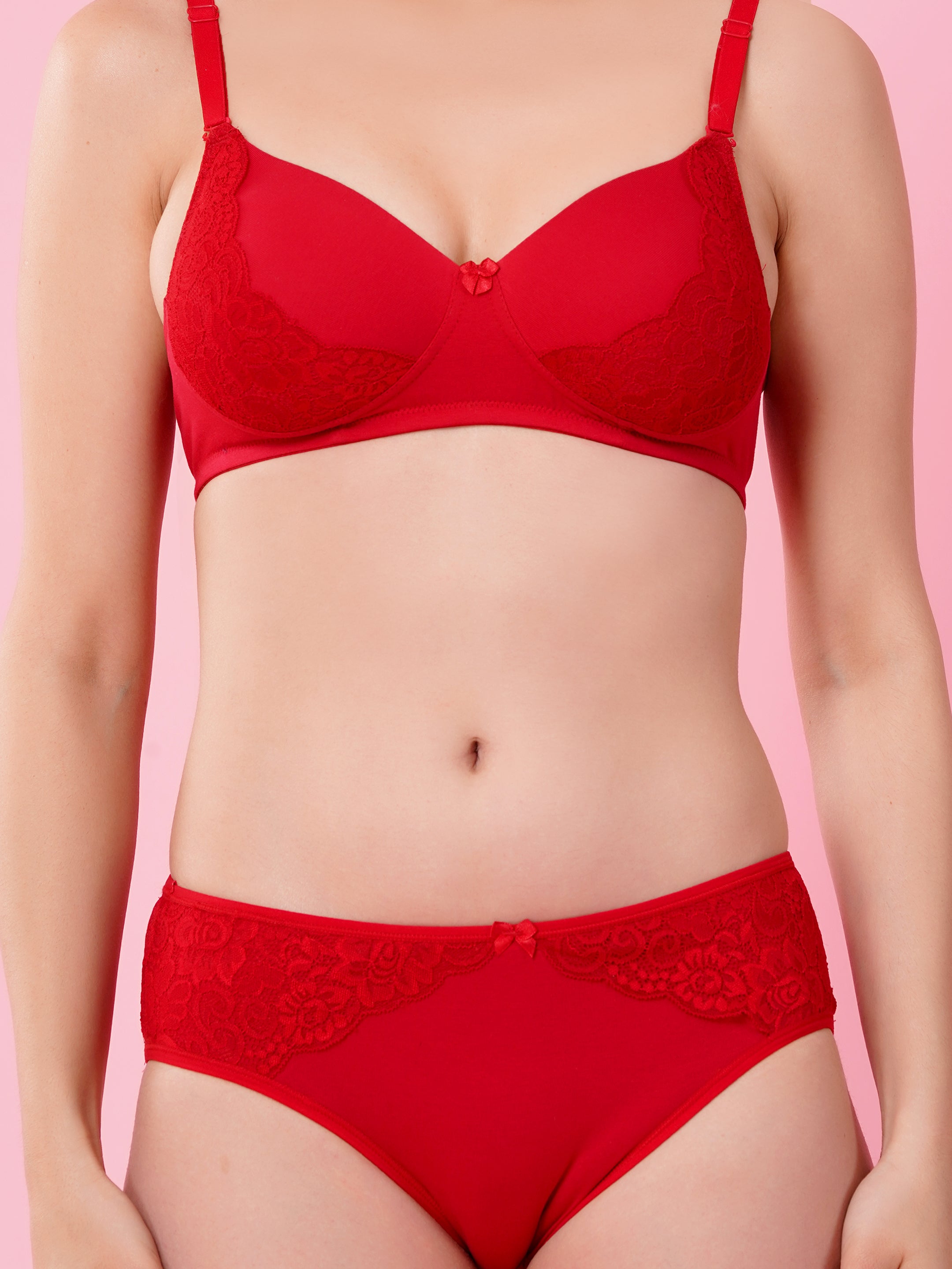 Lightly Padded Lace Bra & Panty Set | Plus Size Available - 1265 Set