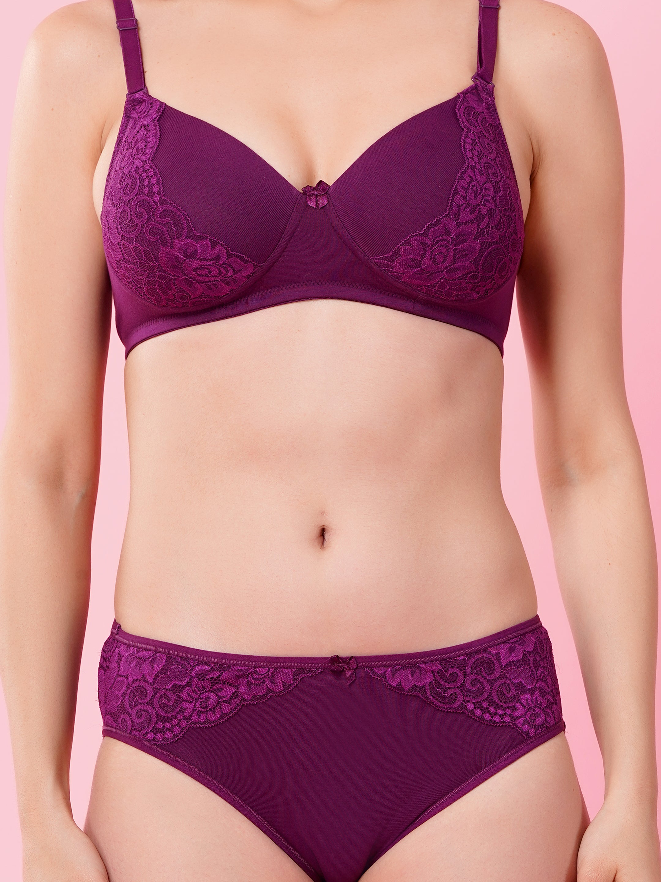 Lightly Padded Lace Bra & Panty Set | Plus Size Available - 1265 Set