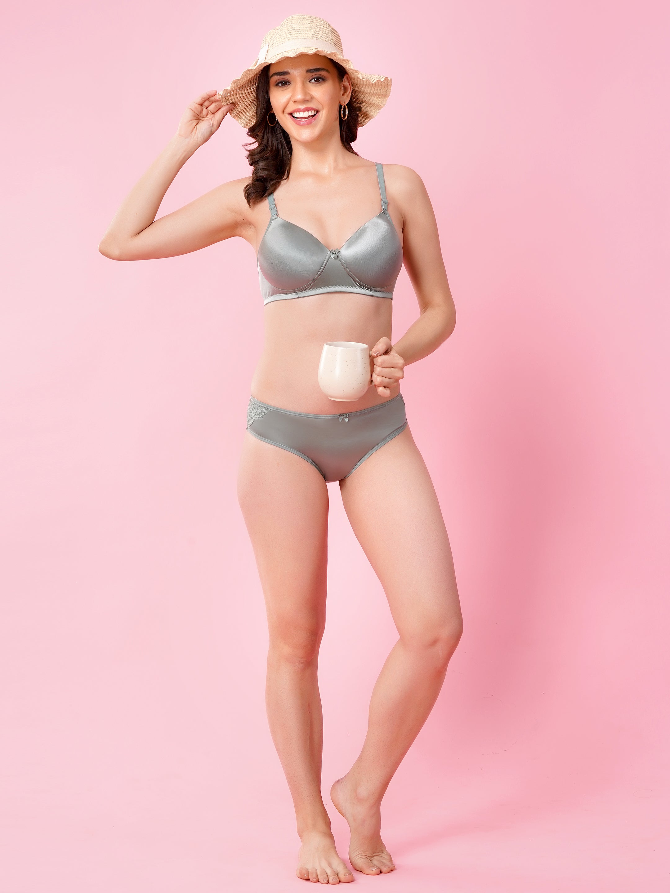 Shine Luxury Padded Bra & Panty Set | Elegant Smooth Fit Lingerie (BUTTER SHINE PAD SET)