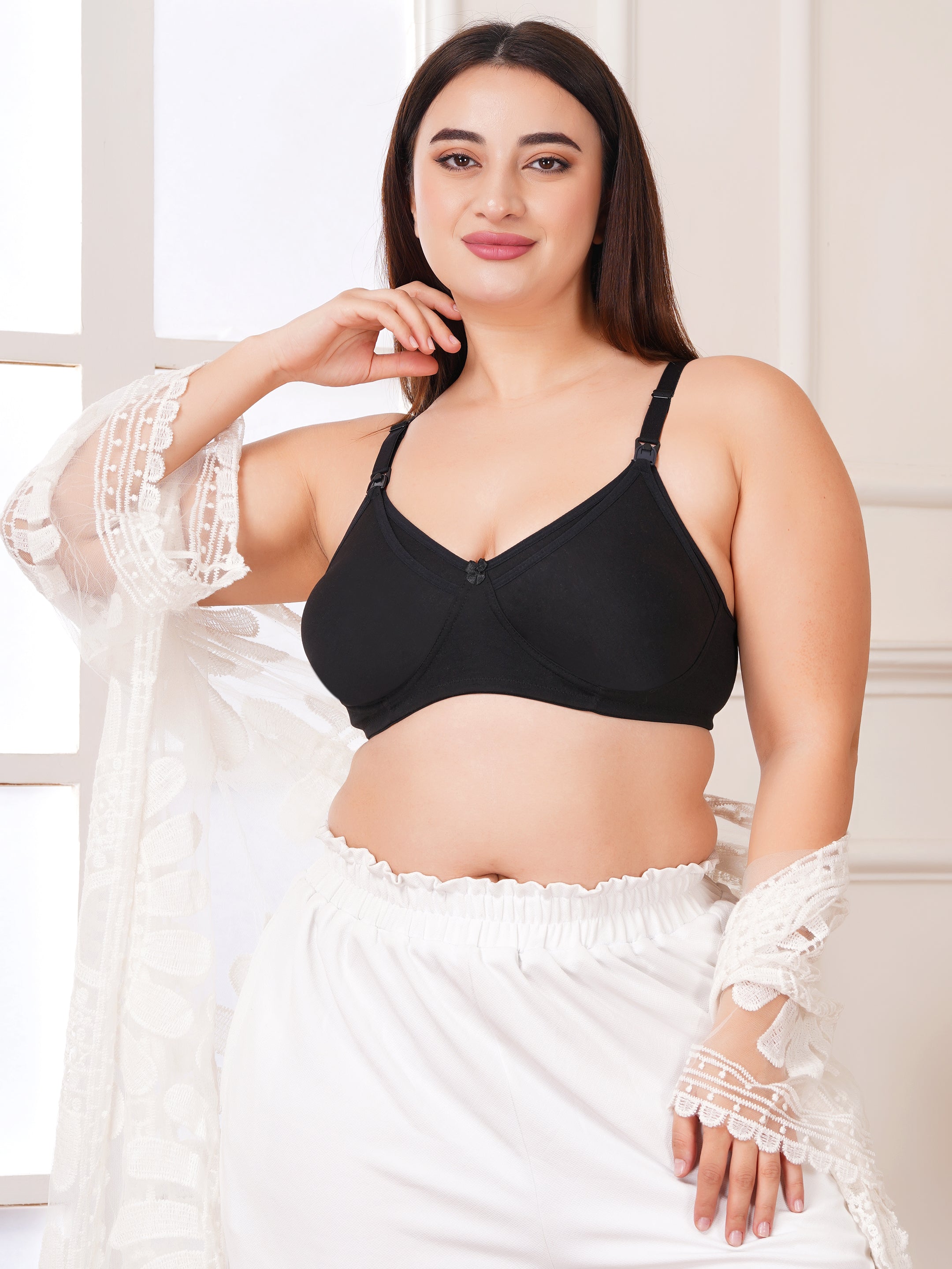 Soft Cotton Non-Padded Maternity Nursing Bra – Easy Feeding Bra for New Moms