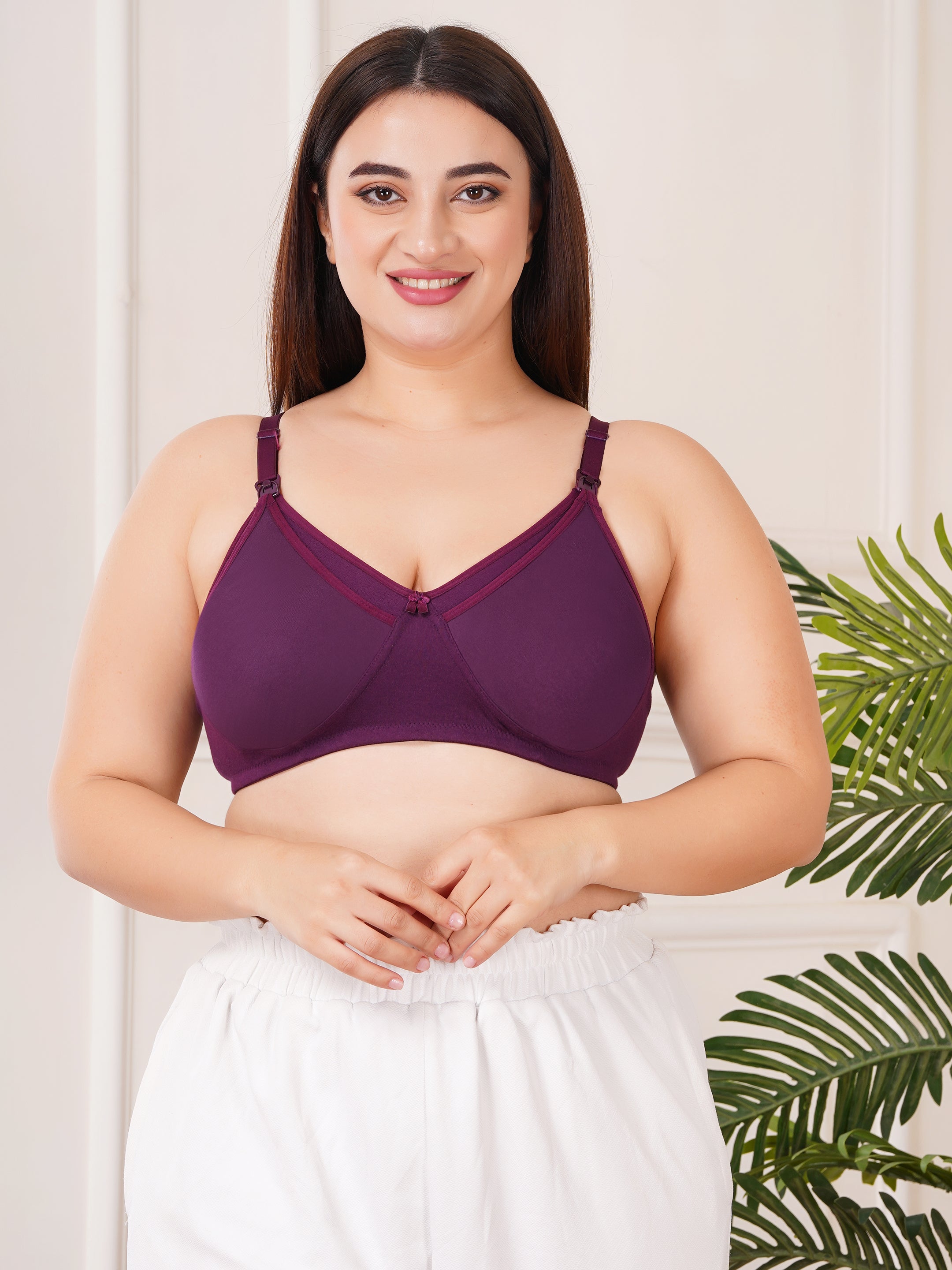 Soft Cotton Non-Padded Maternity Nursing Bra – Easy Feeding Bra for New Moms