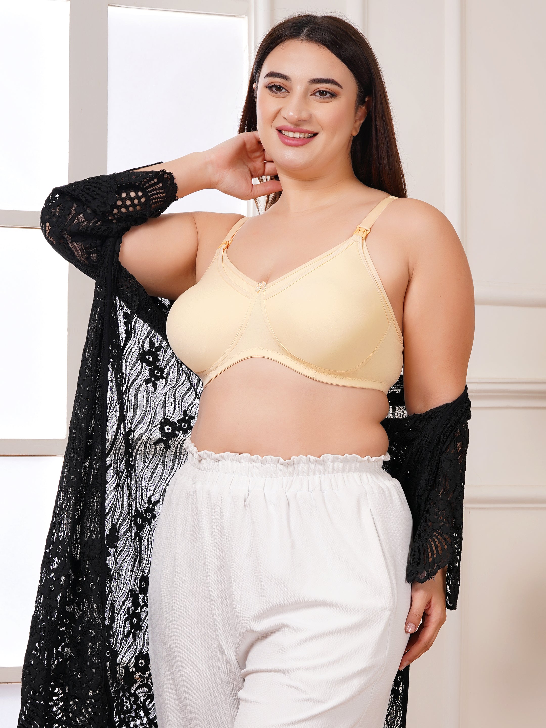 Soft Cotton Non-Padded Maternity Nursing Bra – Easy Feeding Bra for New Moms