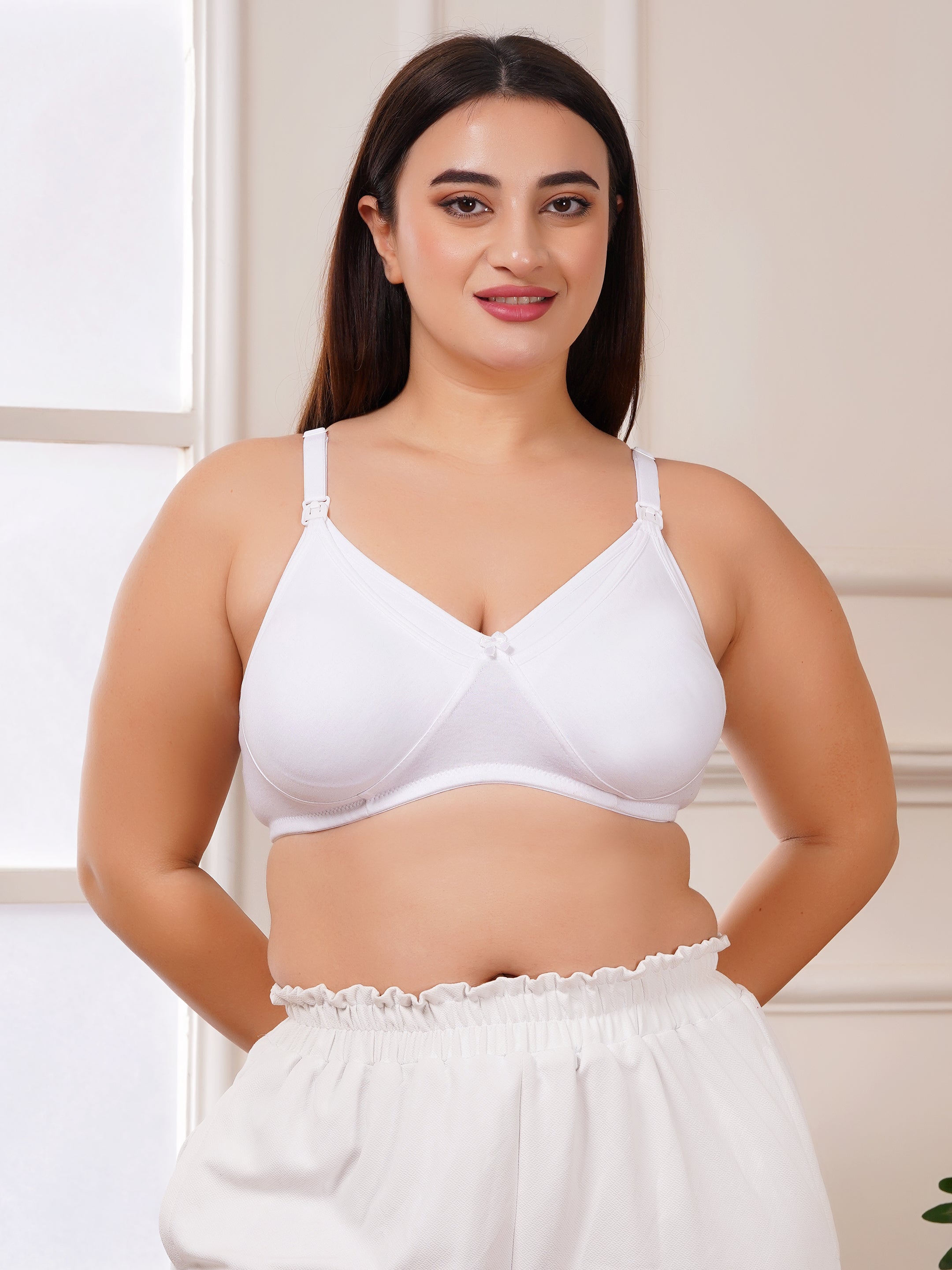 Soft Cotton Non-Padded Maternity Nursing Bra – Easy Feeding Bra for New Moms