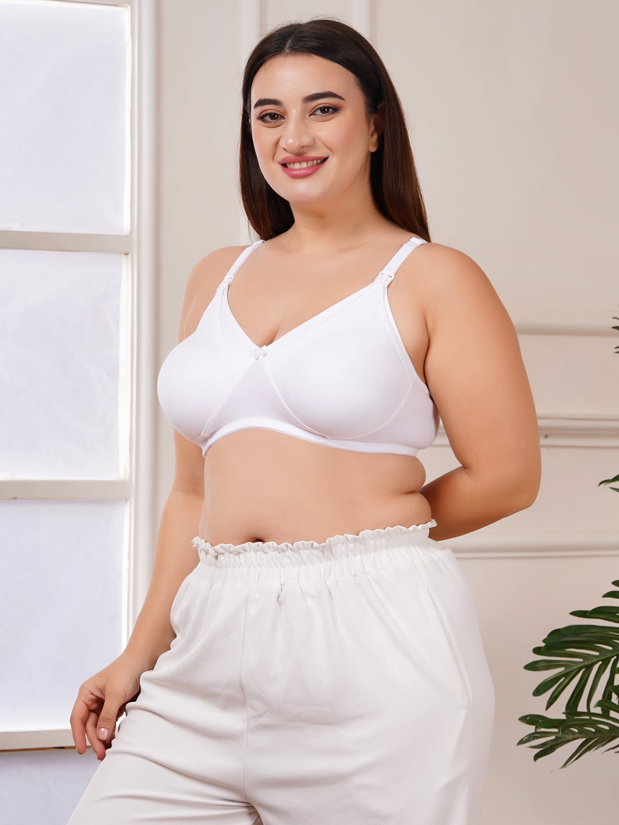 Soft Cotton Non-Padded Maternity Nursing Bra – Easy Feeding Bra for New Moms