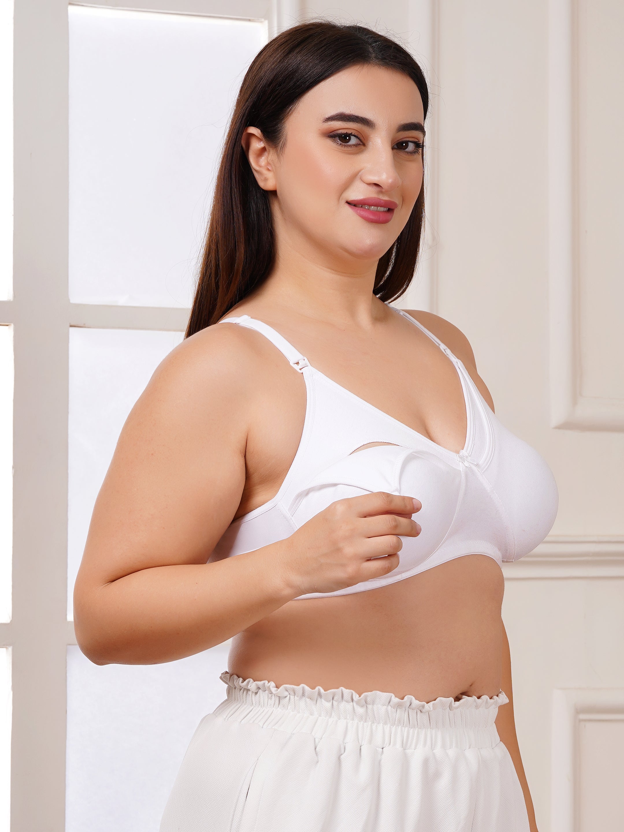 Soft Cotton Non-Padded Maternity Nursing Bra – Easy Feeding Bra for New Moms