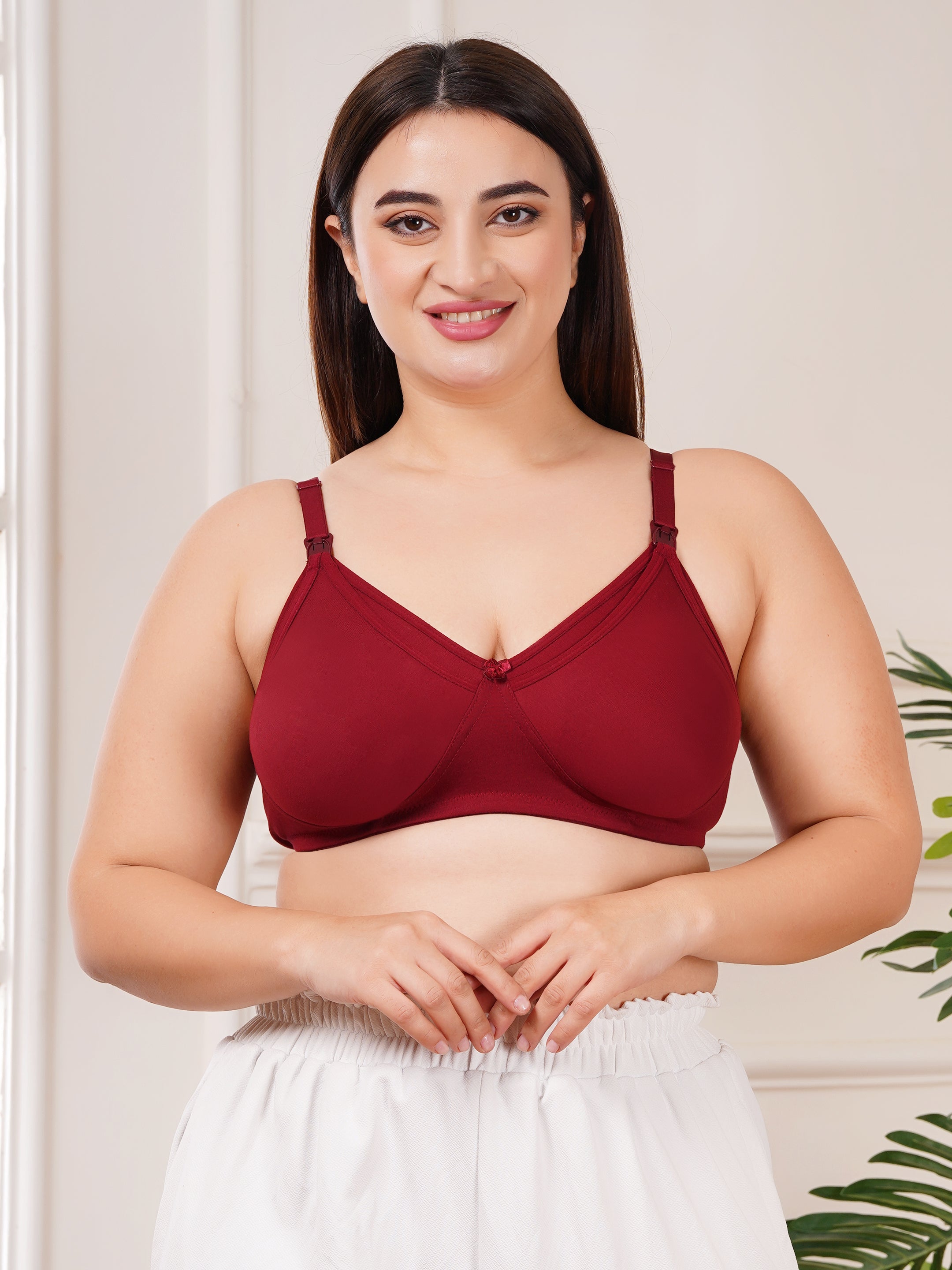 Soft Cotton Non-Padded Maternity Nursing Bra – Easy Feeding Bra for New Moms