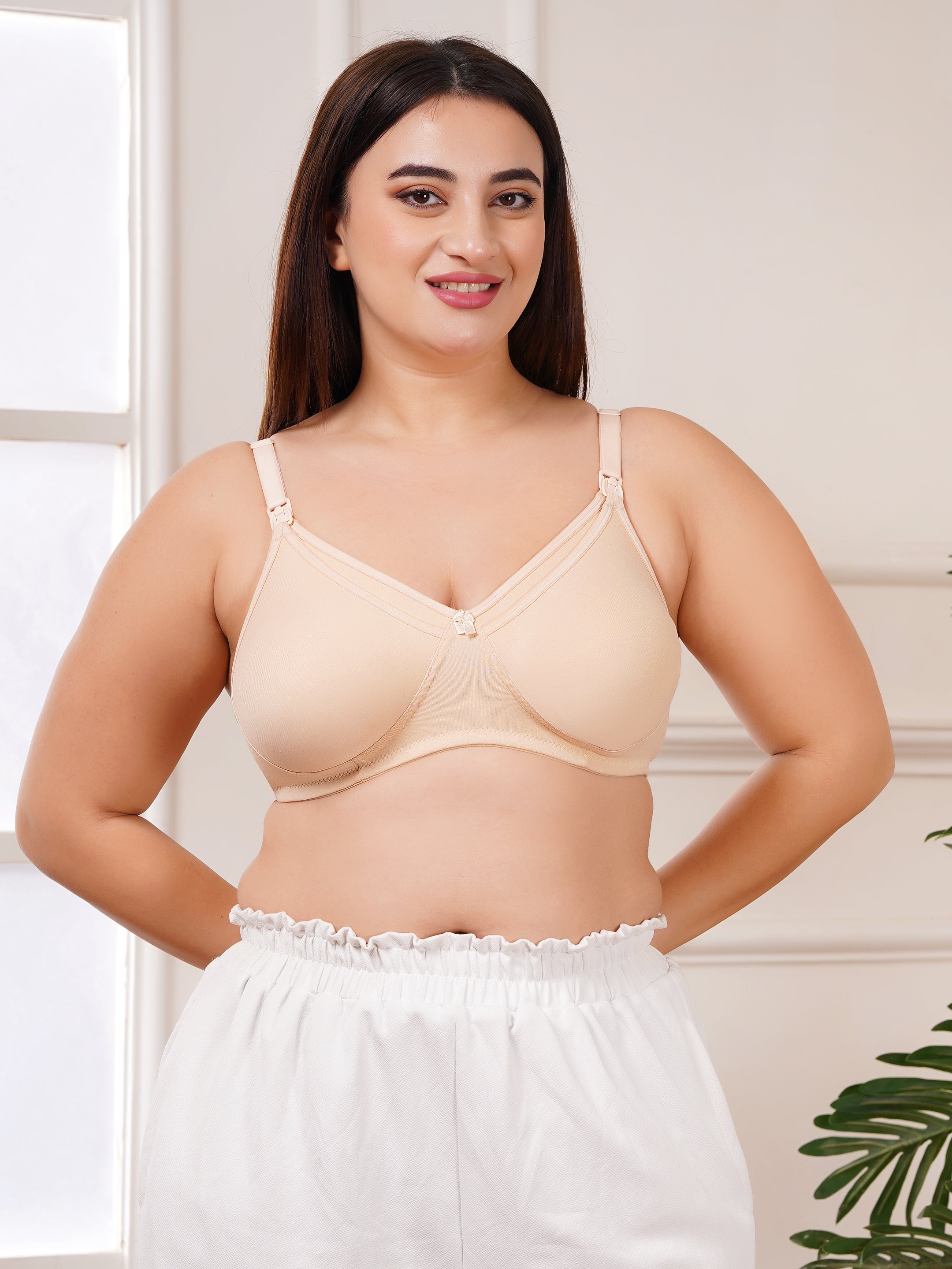 Soft Cotton Non-Padded Maternity Nursing Bra – Easy Feeding Bra for New Moms