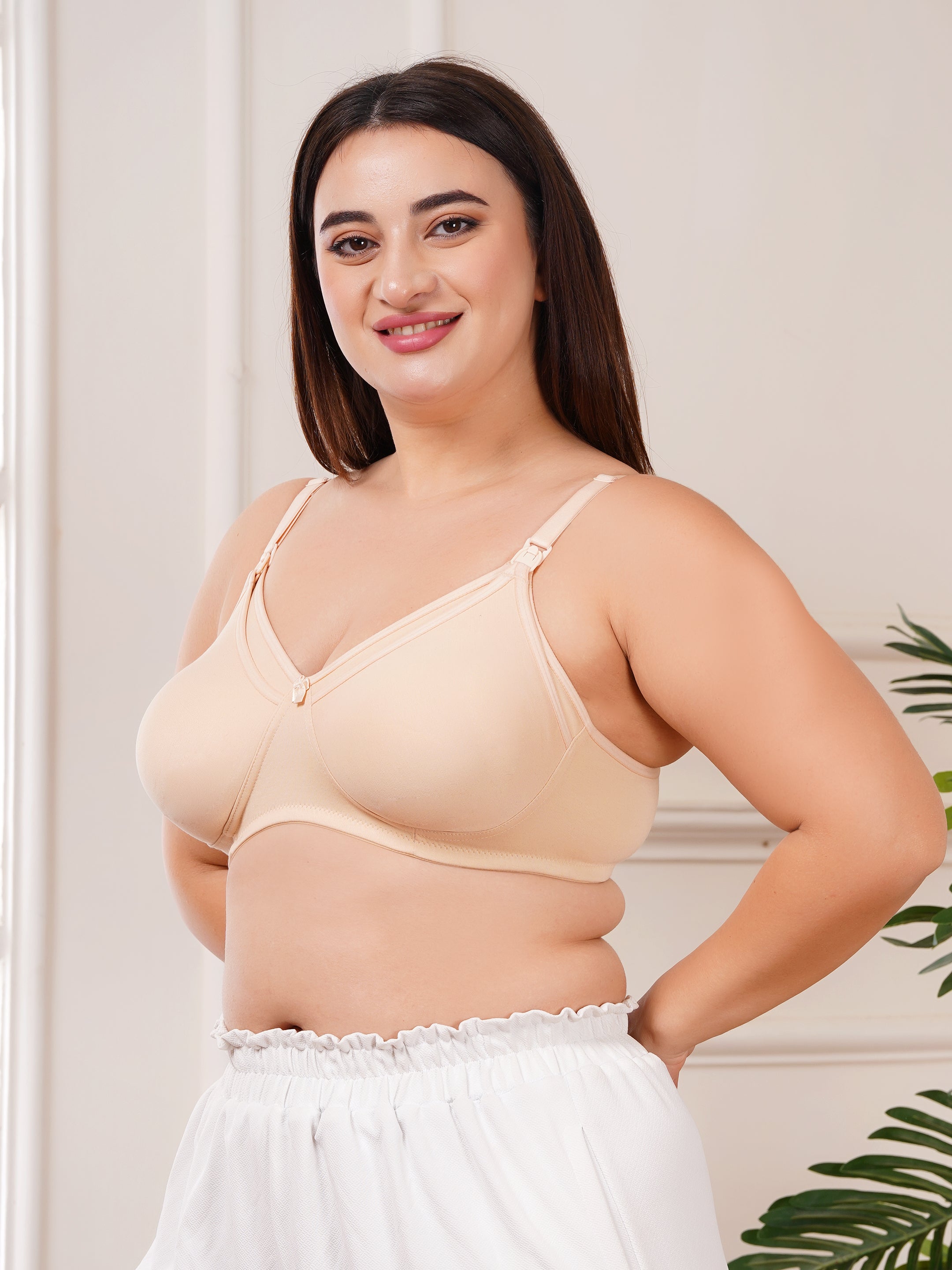 Soft Cotton Non-Padded Maternity Nursing Bra – Easy Feeding Bra for New Moms