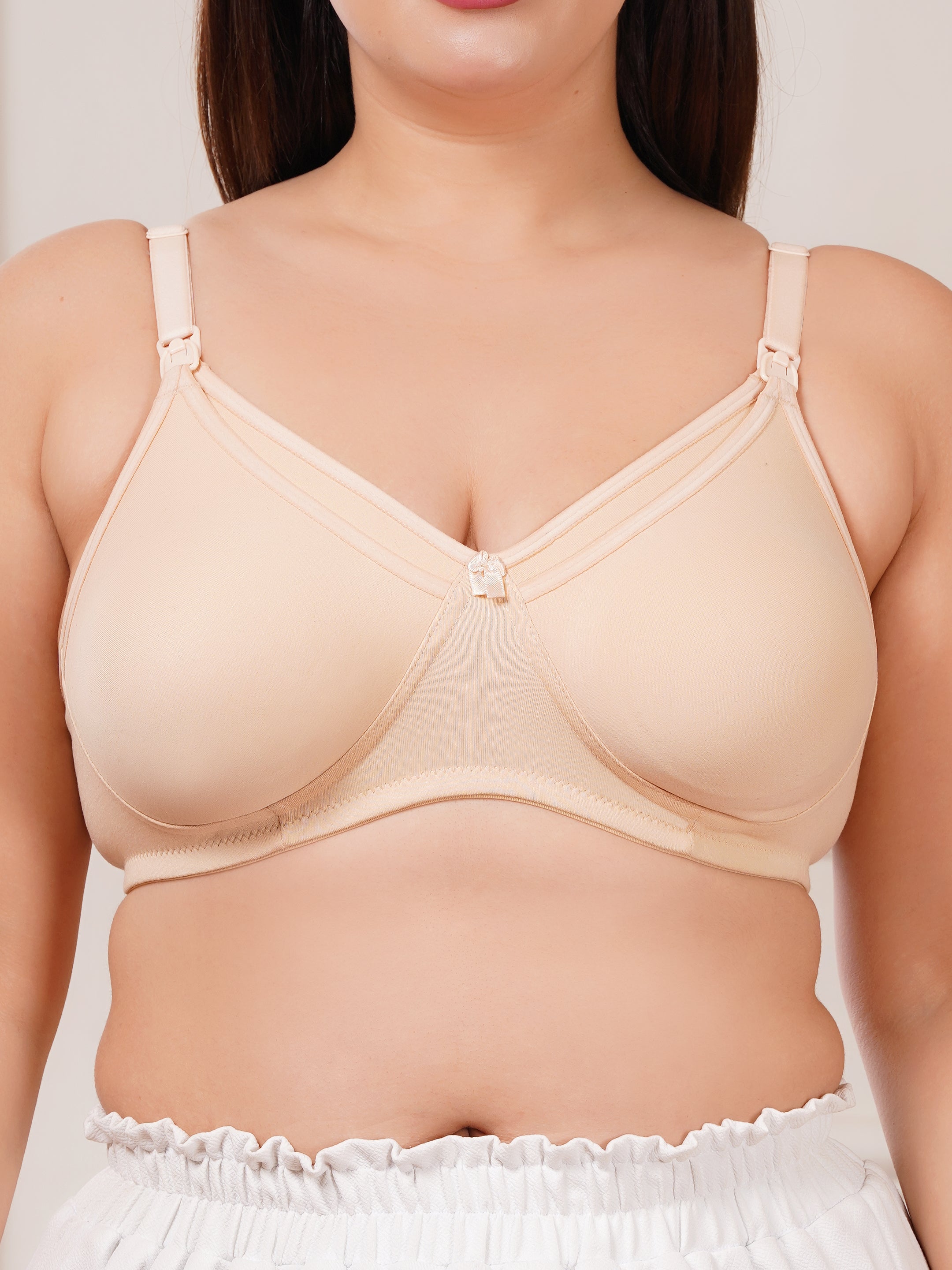 Soft Cotton Non-Padded Maternity Nursing Bra – Easy Feeding Bra for New Moms