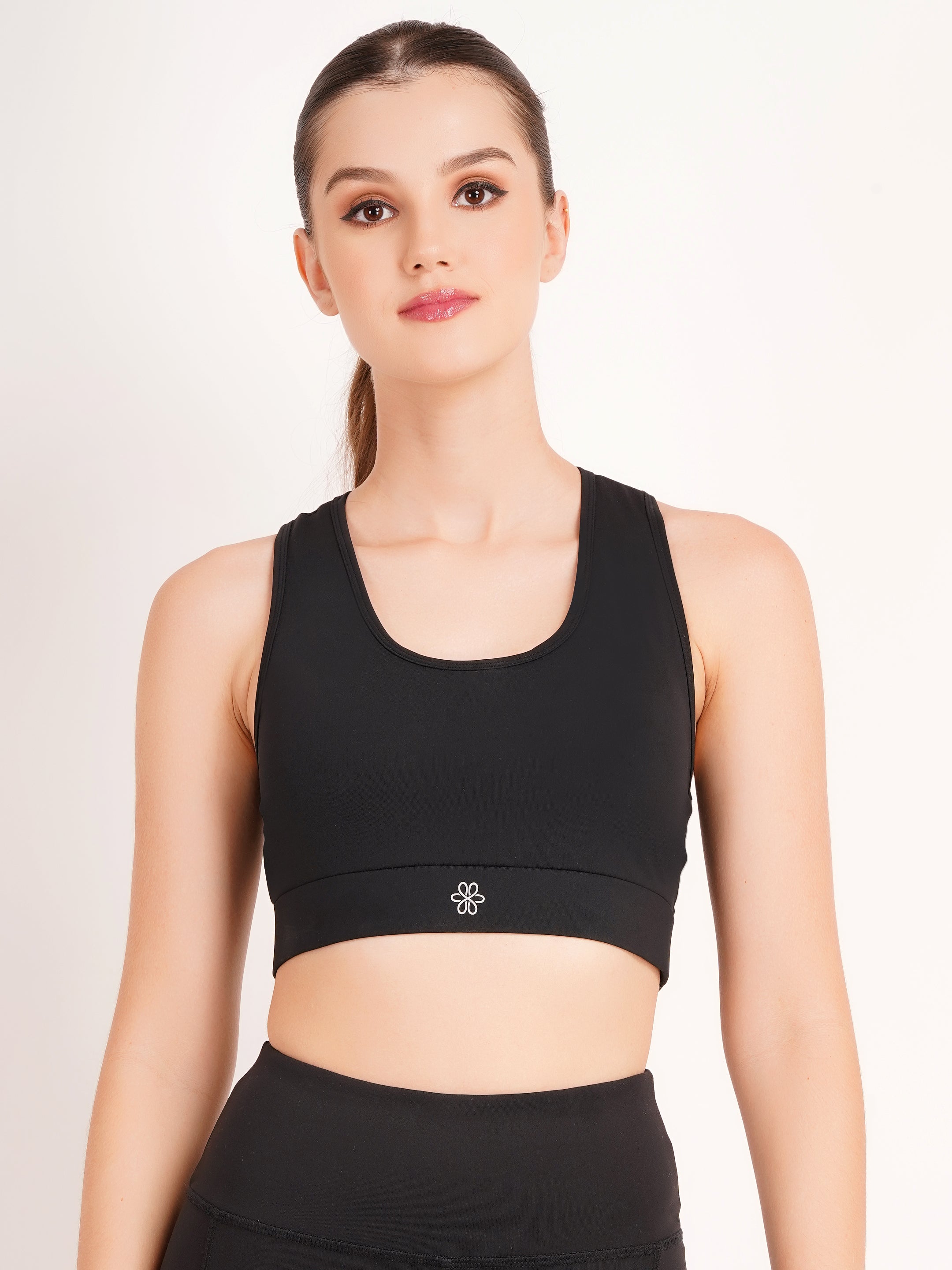 Strappy Back Criss-Cross Sports Bra | Black