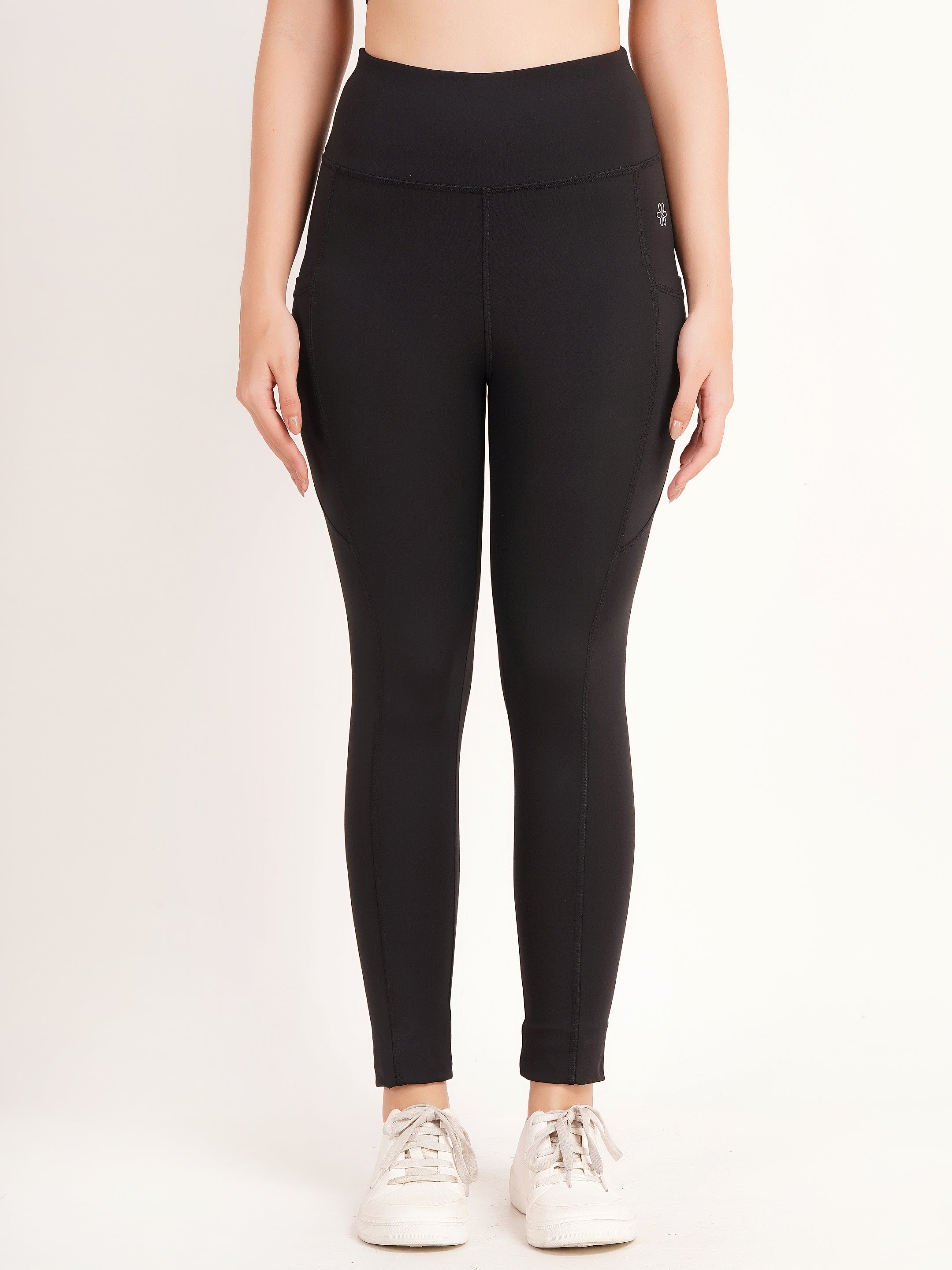 High-Waisted Ribbed Pocket Leggings | Black