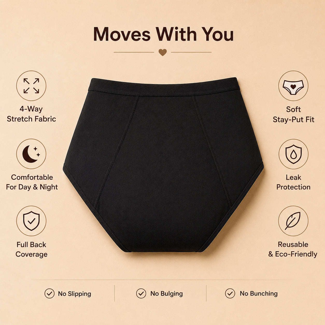 Ultra Soft Leak-Proof Period Panty for Women | High Waist Comfortable Reusable Menstrual Underwear(PERIOD PANTY)