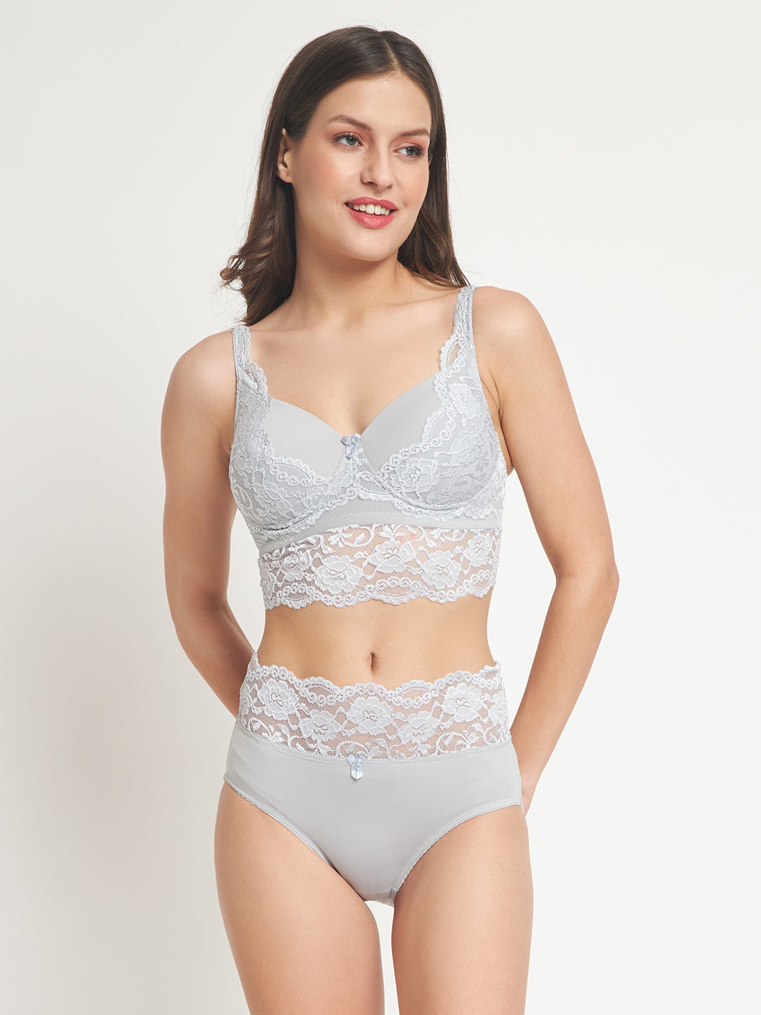 Effectinn"s Non Wired Padded Lingerie Set (1276-L.GREY)